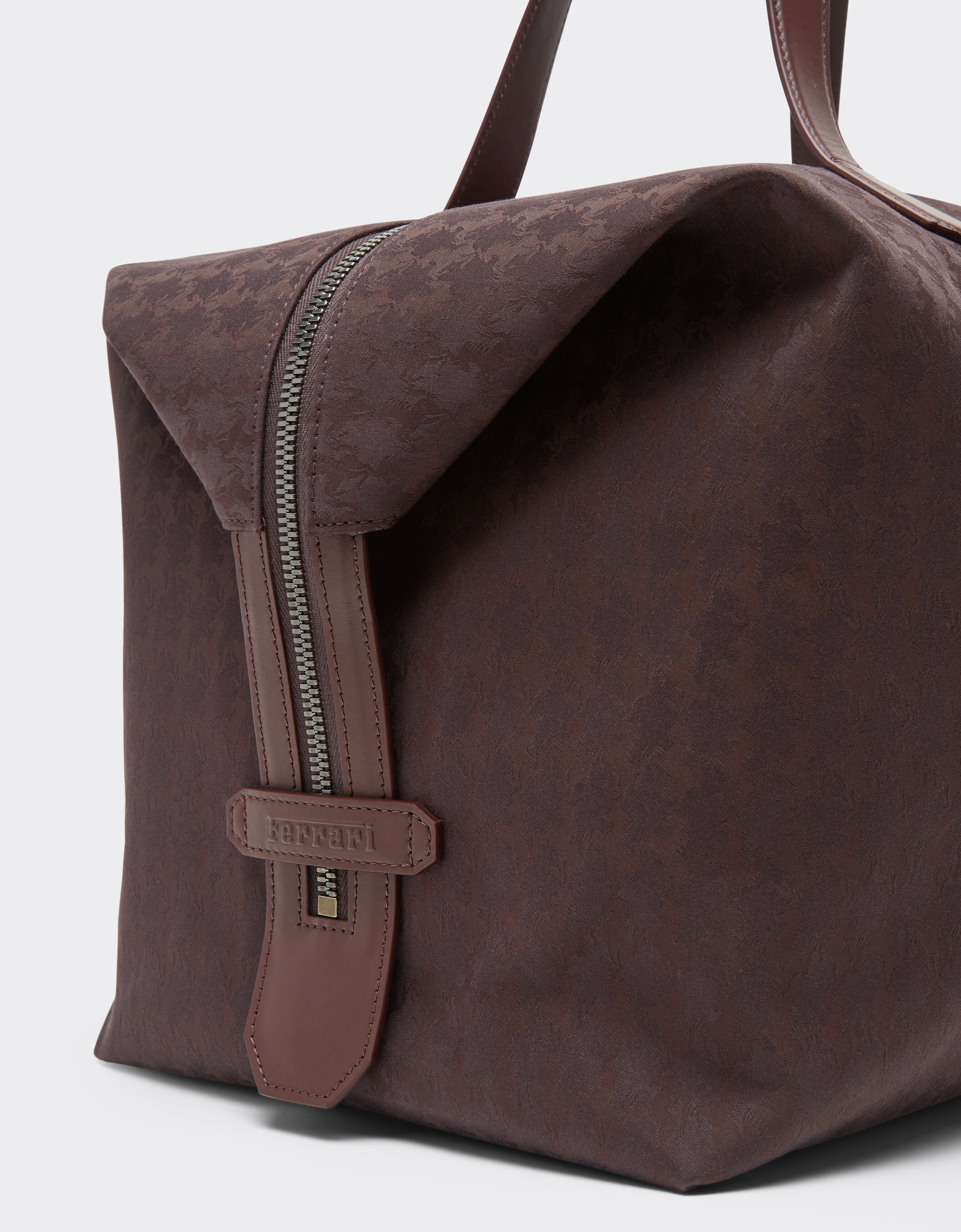 Ferrari Q-Cycle® jacquard duffle bag with Cavallino pattern Mahogany 49135f