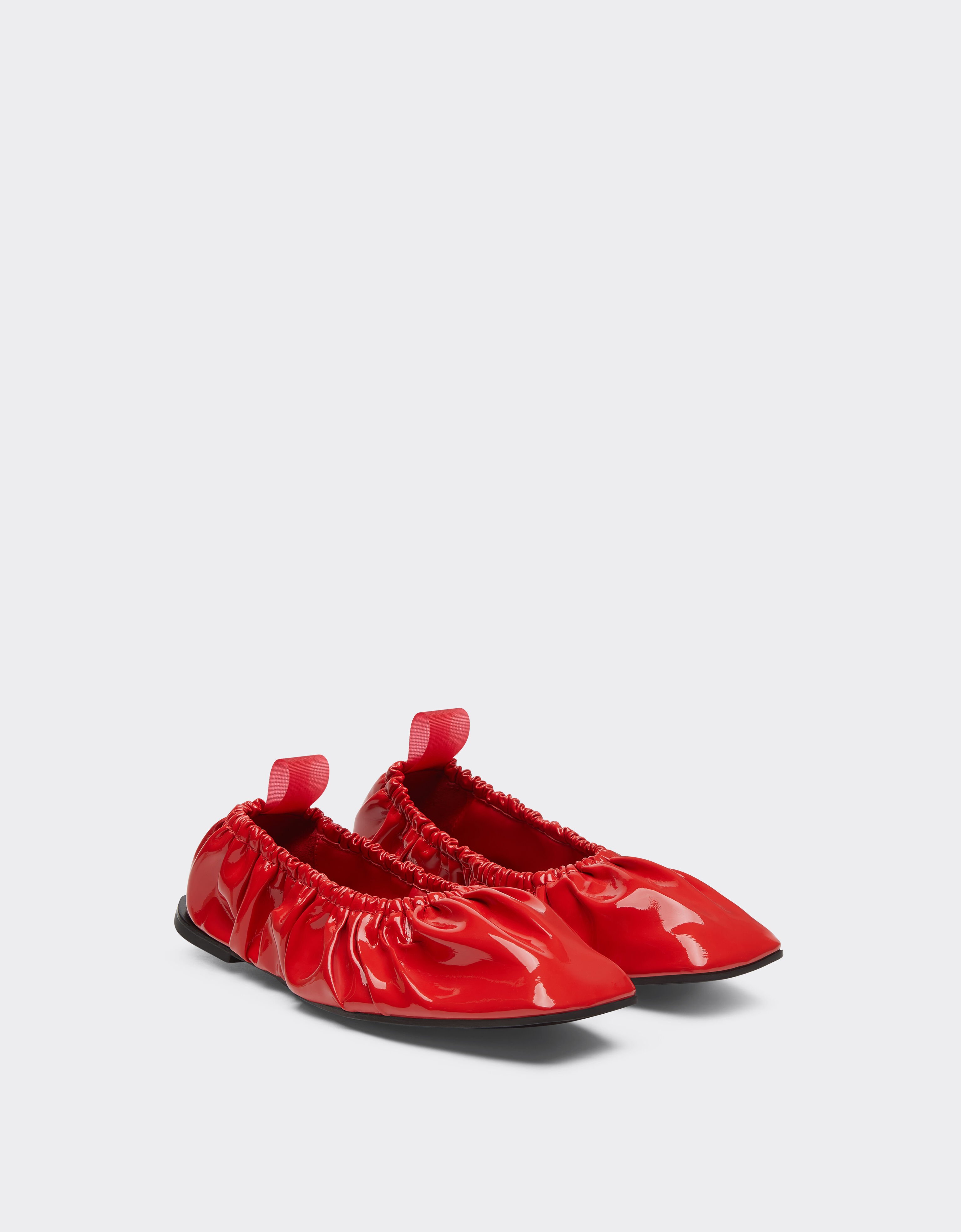 Ferrari Gekräuselter Ballerina-Schuh aus Lackleder Rosso Dino 21453f