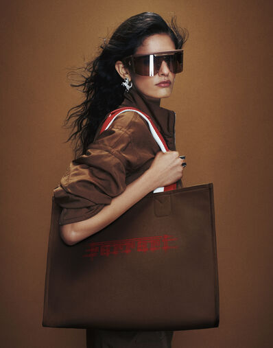 Ferrari Tote bag Ferrari in canvas per il GP Monaco 2026 Caffè CBWTO0020YL00008f