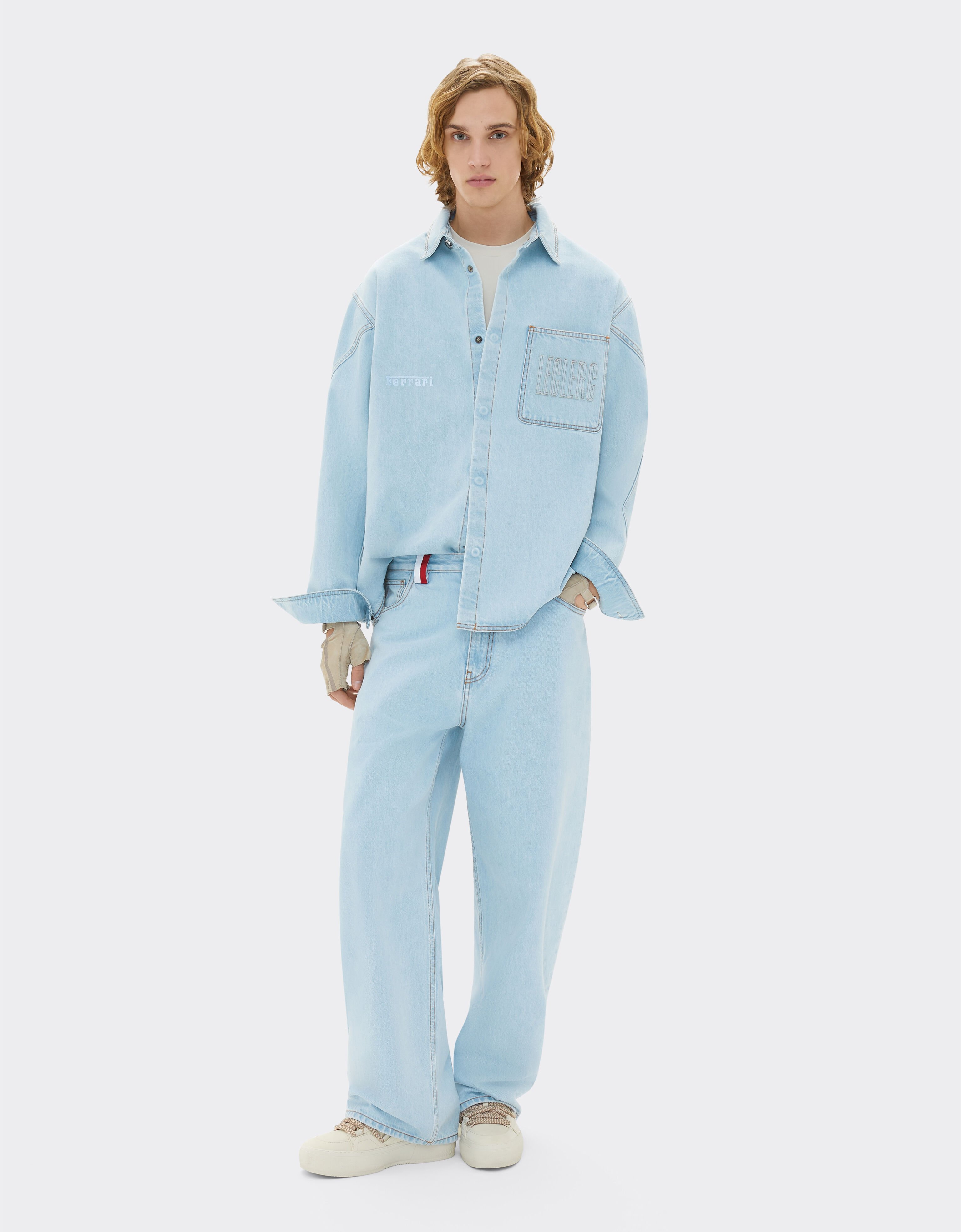 Ferrari Camisa vaquera Ferrari x Charles Leclerc Denim claro 22265f