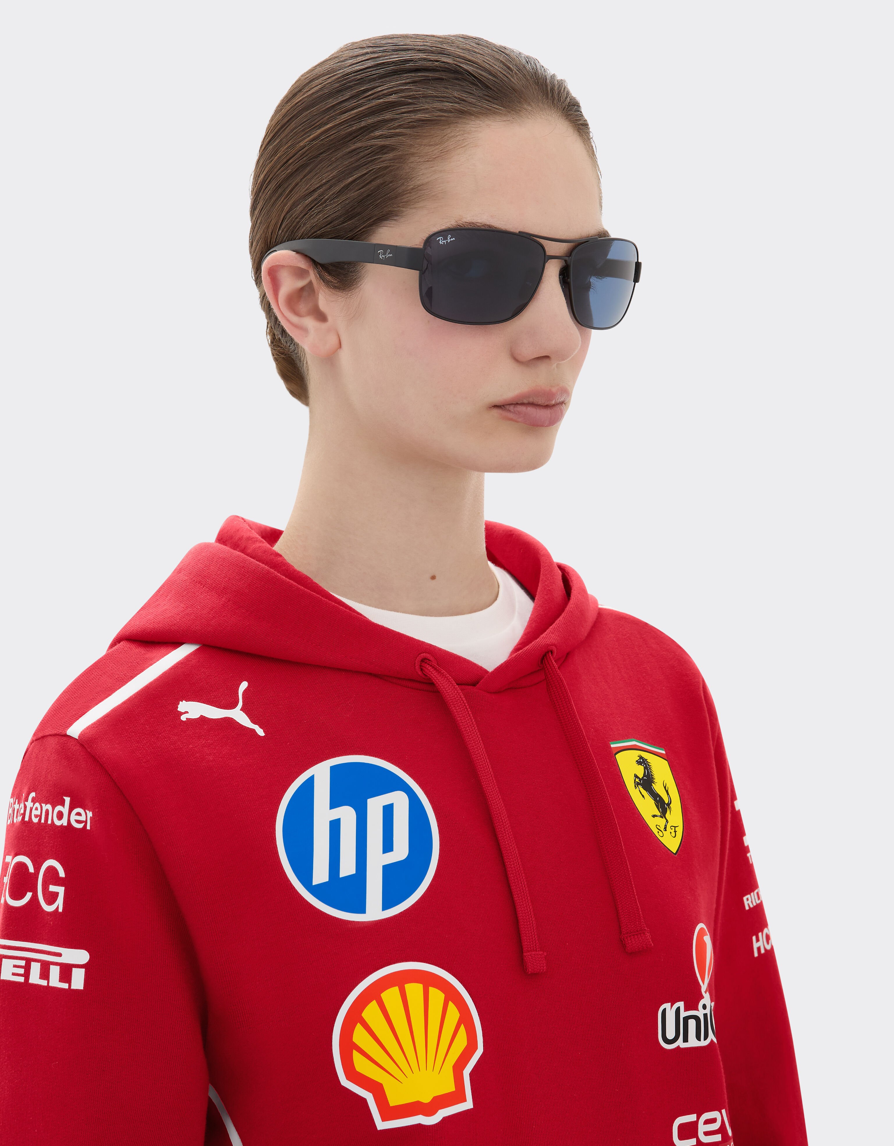 Ferrari Ray-Ban for Scuderia Ferrari RB3763M in matt black metal and plastic with blue lenses Black Matt LA01Gf