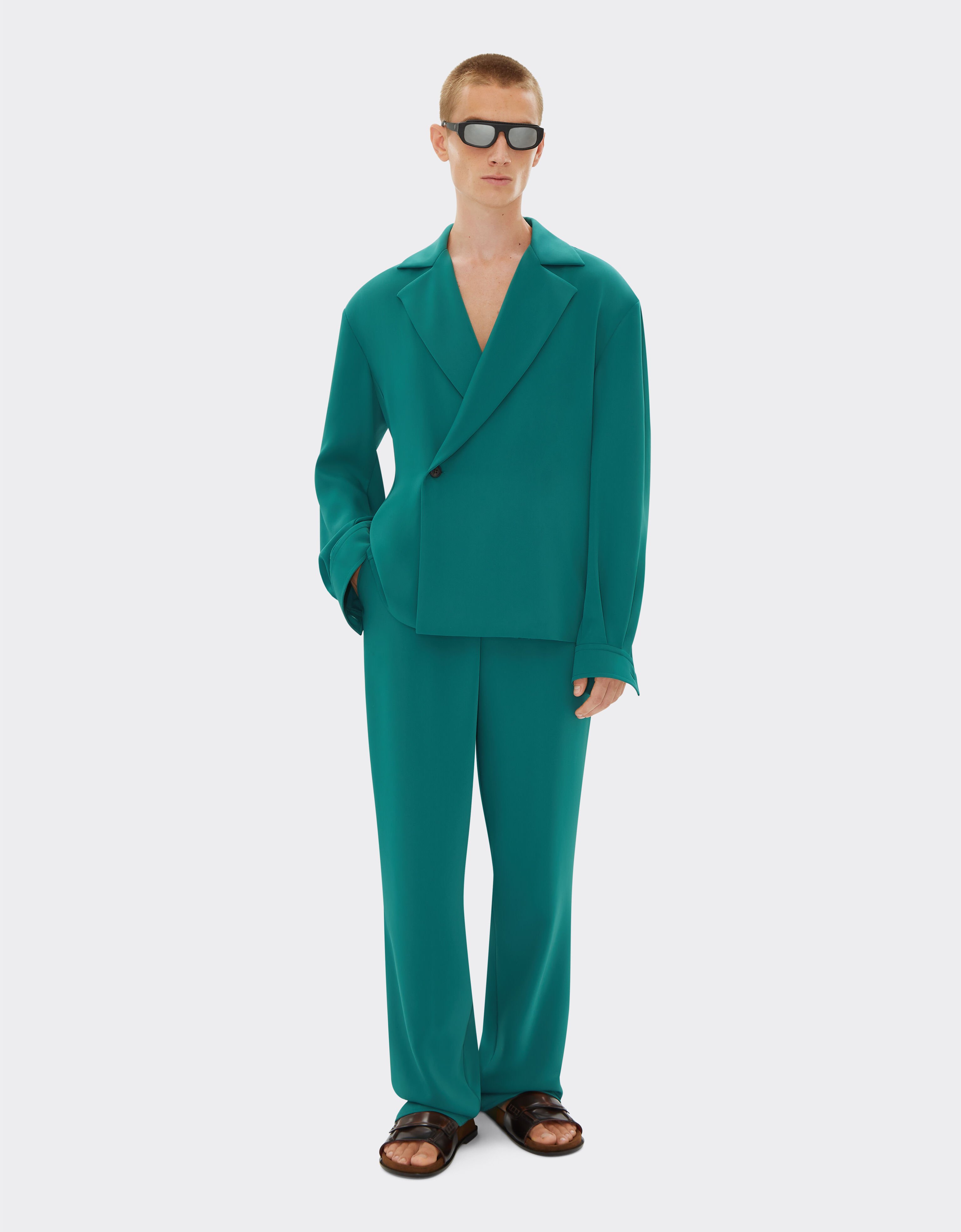 Ferrari Camicia in raso riciclato Verde Ficus 22054f