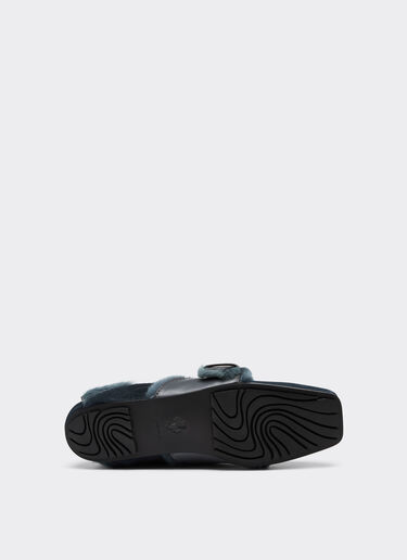 Ferrari Suede moccasin with fur edging Peacock 49162f