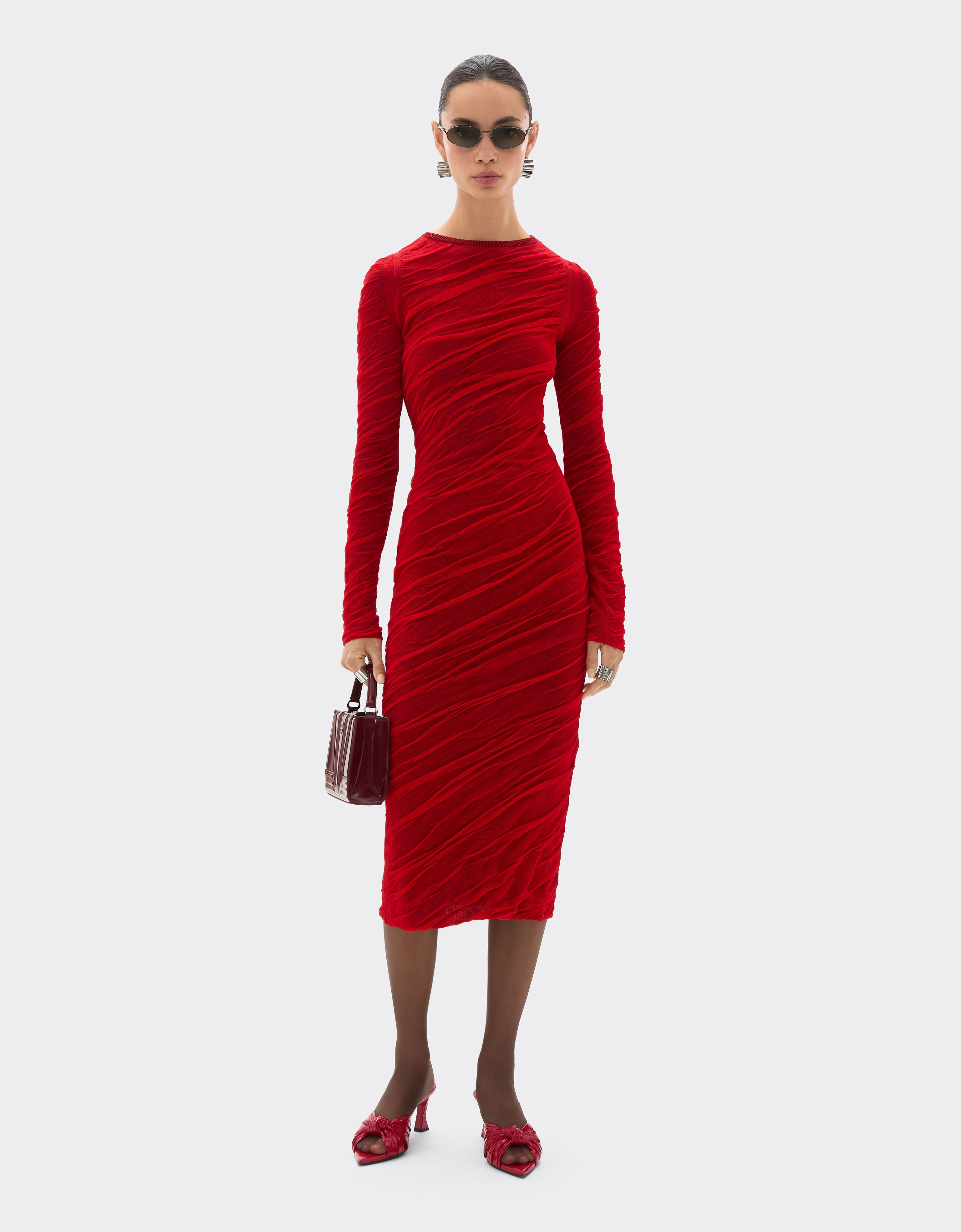 Ferrari Wool and cotton knit dress Rosso Dino 21032f