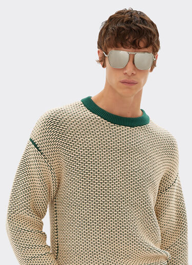 Ferrari Jumper in 3D-effect cotton-blend fabric Ecru 21837f