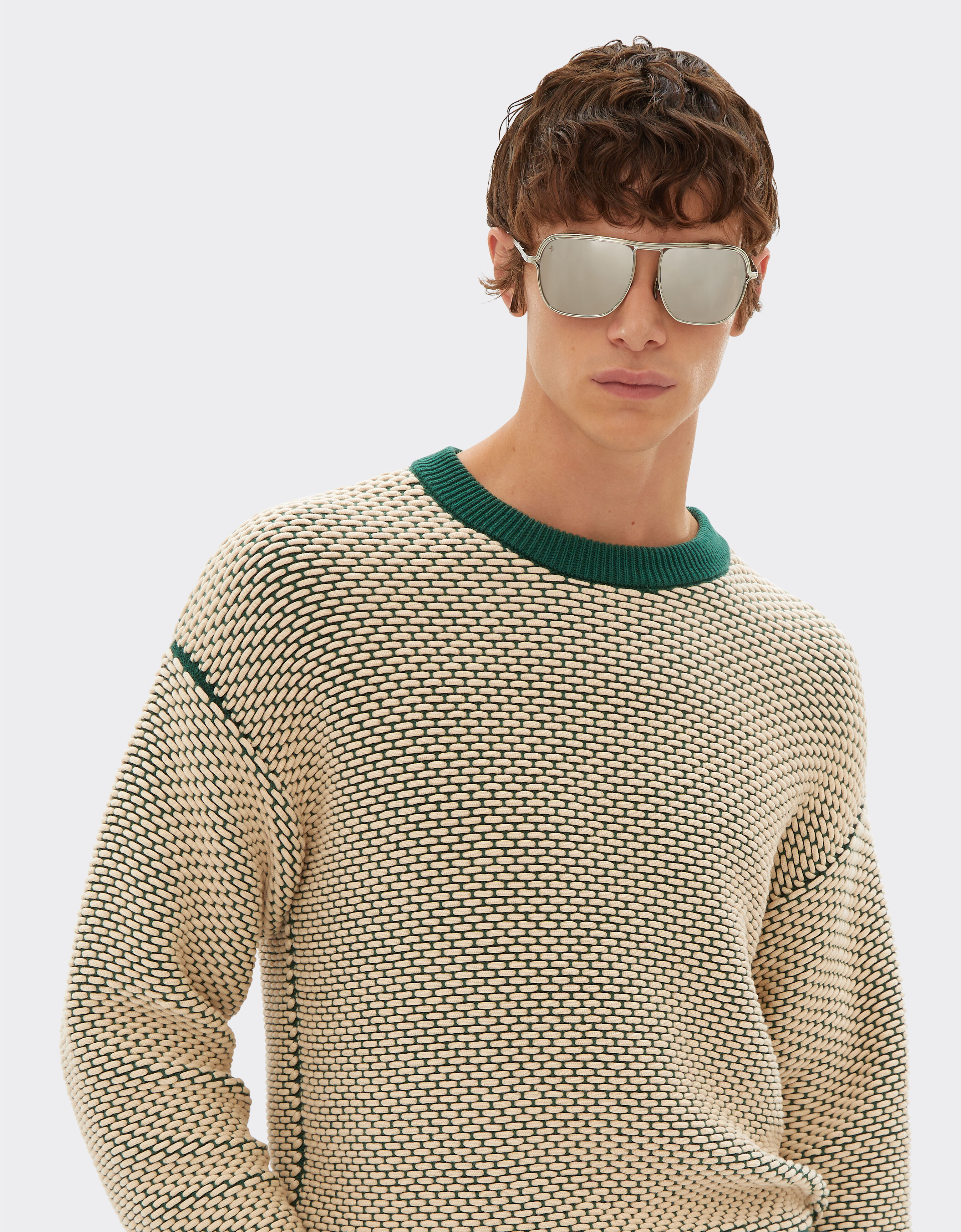 Ferrari Jumper in 3D-effect cotton-blend fabric Ecru 21837f
