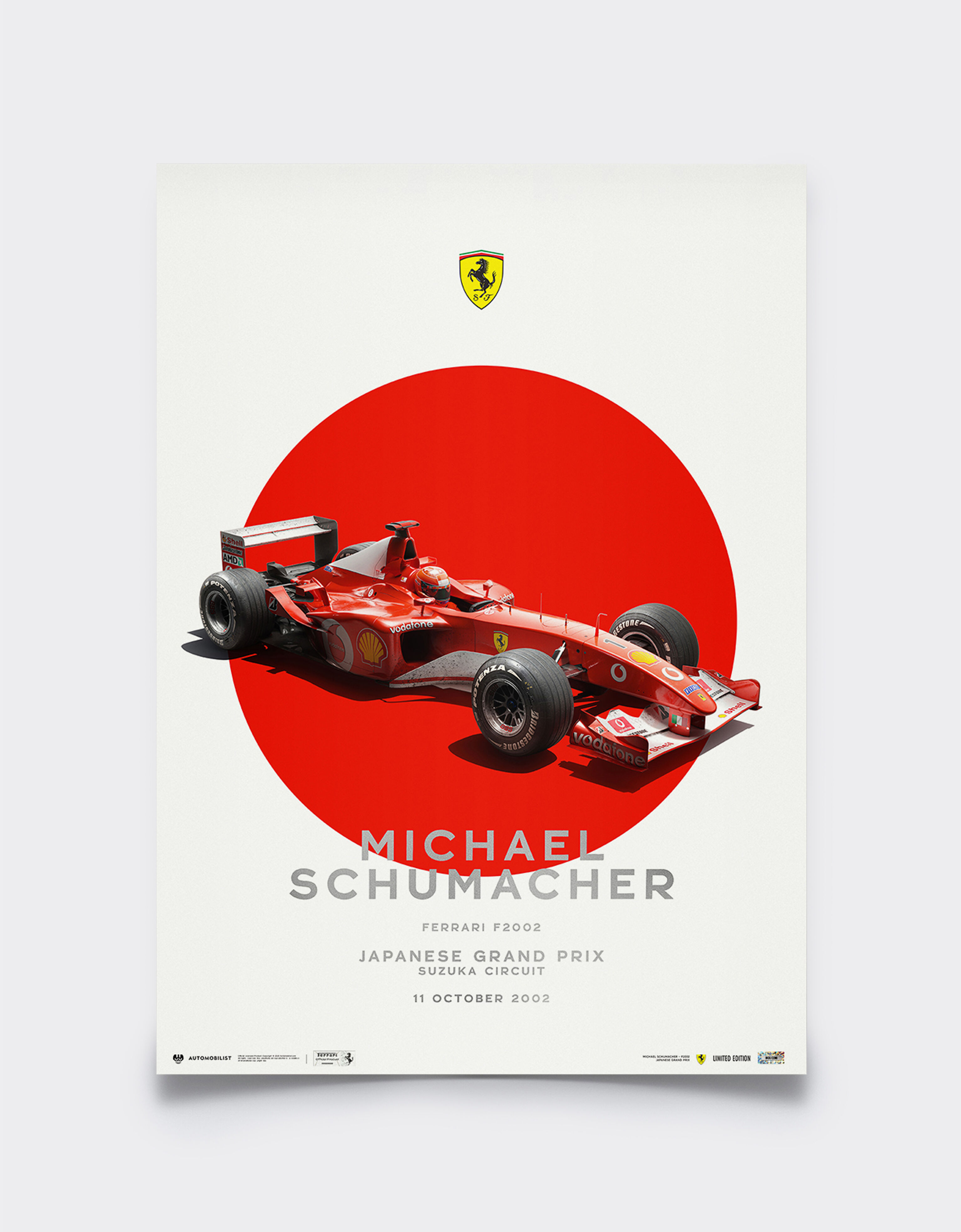 Poster ufficiale Ferrari F2002 Michael Schumacher GP Suzuka Ferrari Poster ufficiale Ferrari F2002 Michael Schumacher GP Suzuka Multicolore LE0P2793EXT0001f
