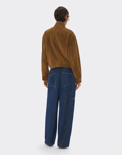 Ferrari Suede Blouson with Oversized Shoulders Caffè CLWOU0011LCK0003f
