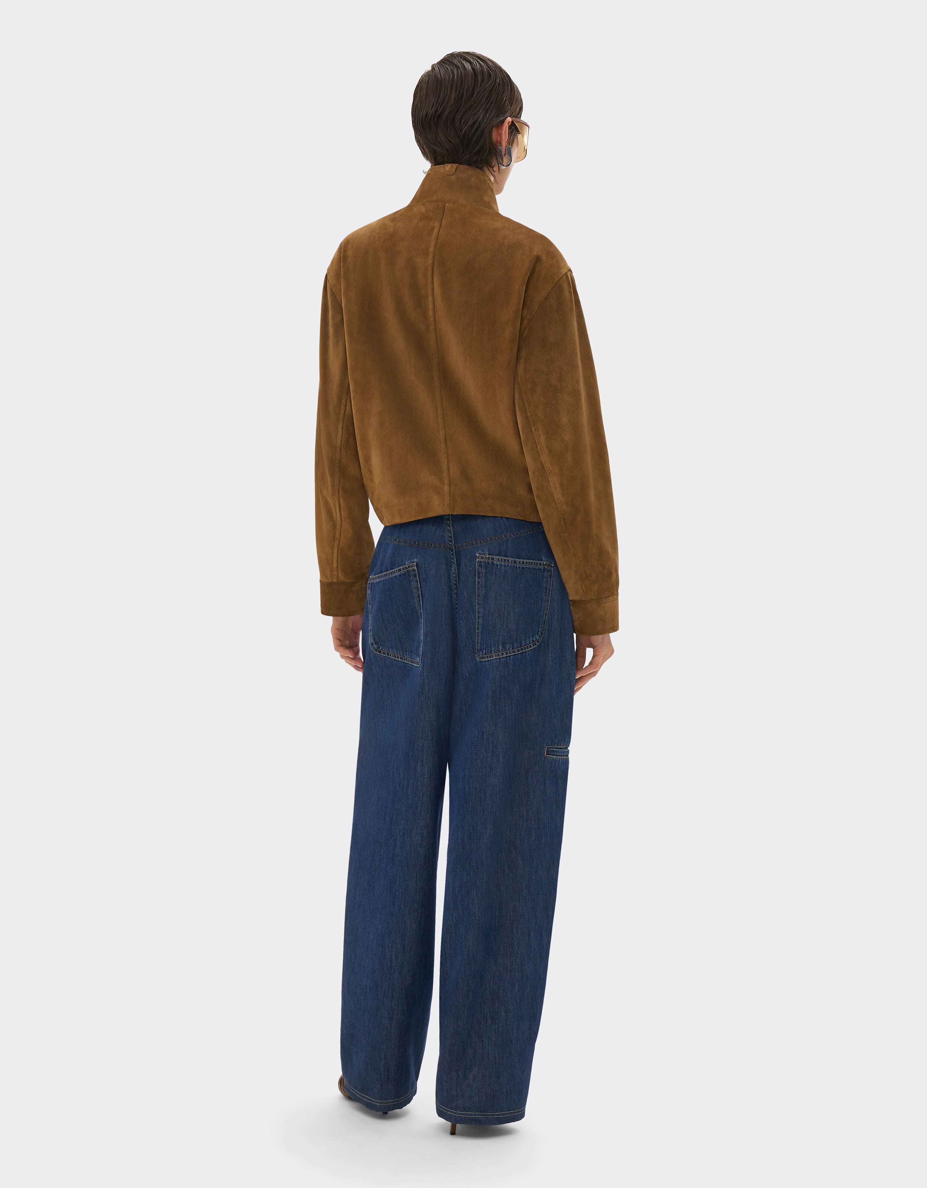 Blouson en cuir suédé à épaules oversize Ferrari Blouson en cuir suédé à épaules oversize Caffè CLWOU0011LCK0003f