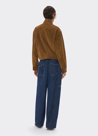Blouson en cuir suédé à épaules oversize Ferrari Blouson en cuir suédé à épaules oversize Caffè CLWOU0011LCK0003f