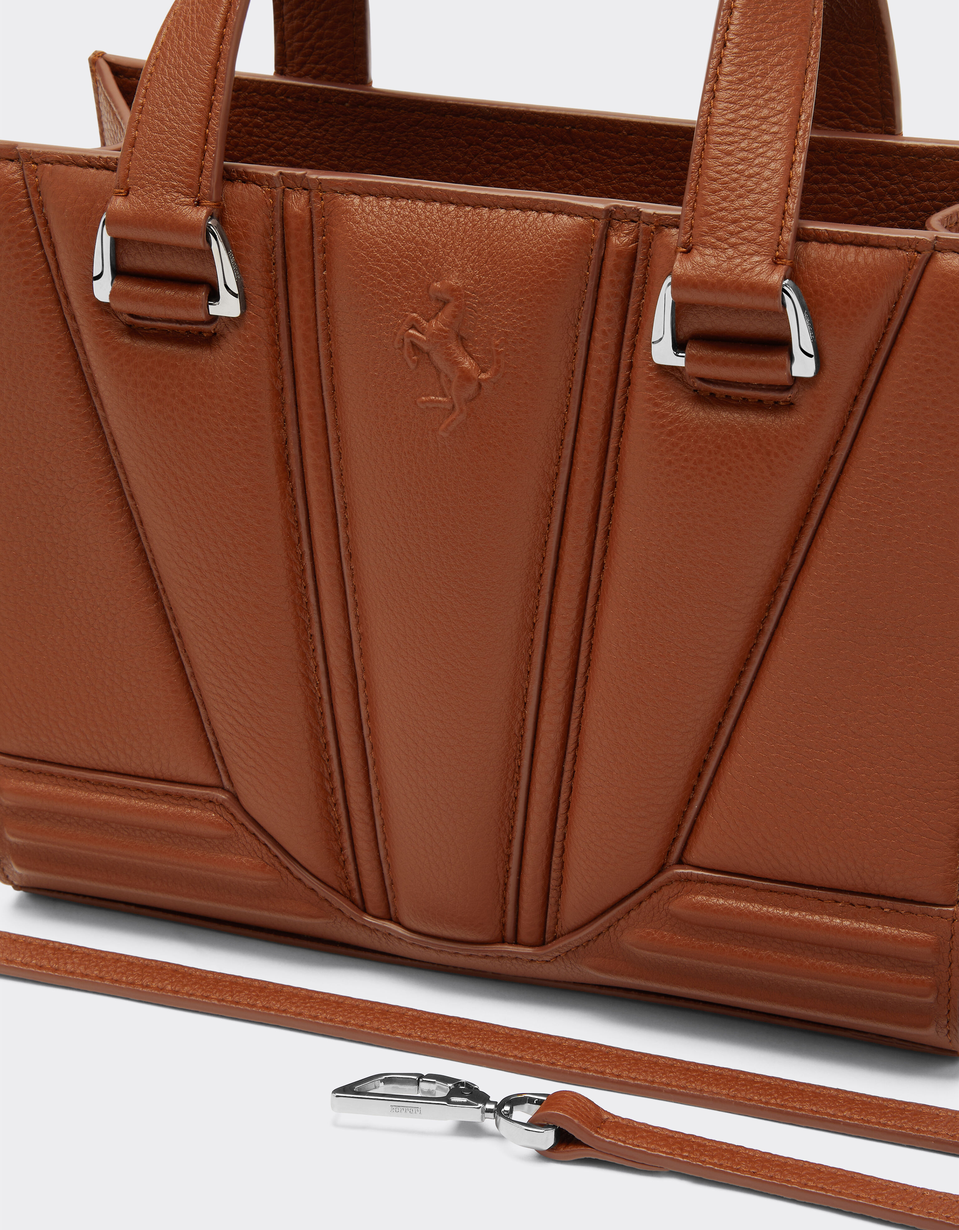 Ferrari mini tote GT Bag in textured leather with Prancing Horse detail in  Hide | Ferrari®