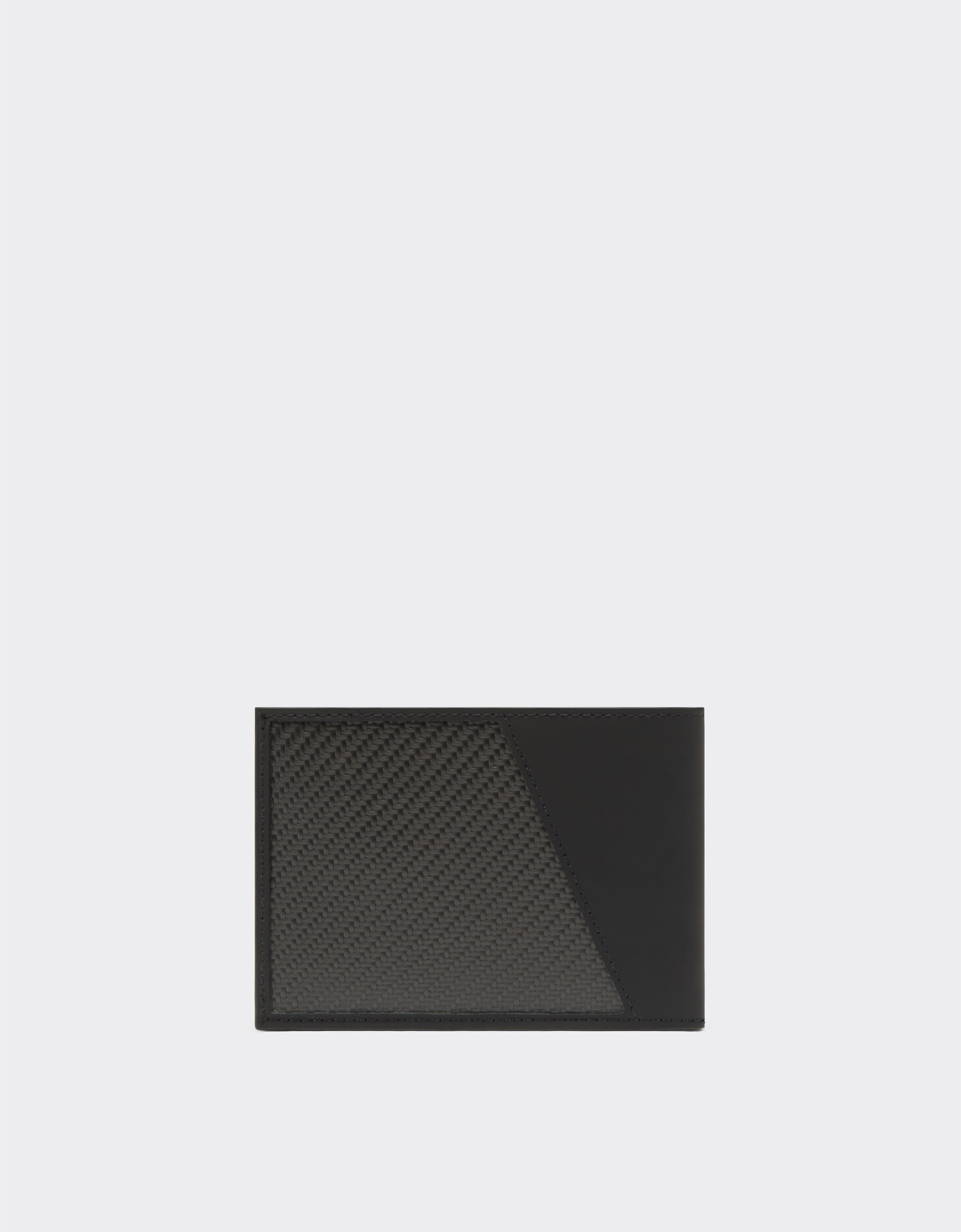 Ferrari Horizontal leather and carbon fiber wallet Black 20626f