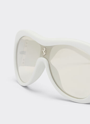 Ferrari Limited Edition Ferrari white leather covered sunglasses with silver mirror lens Optical White F1246f