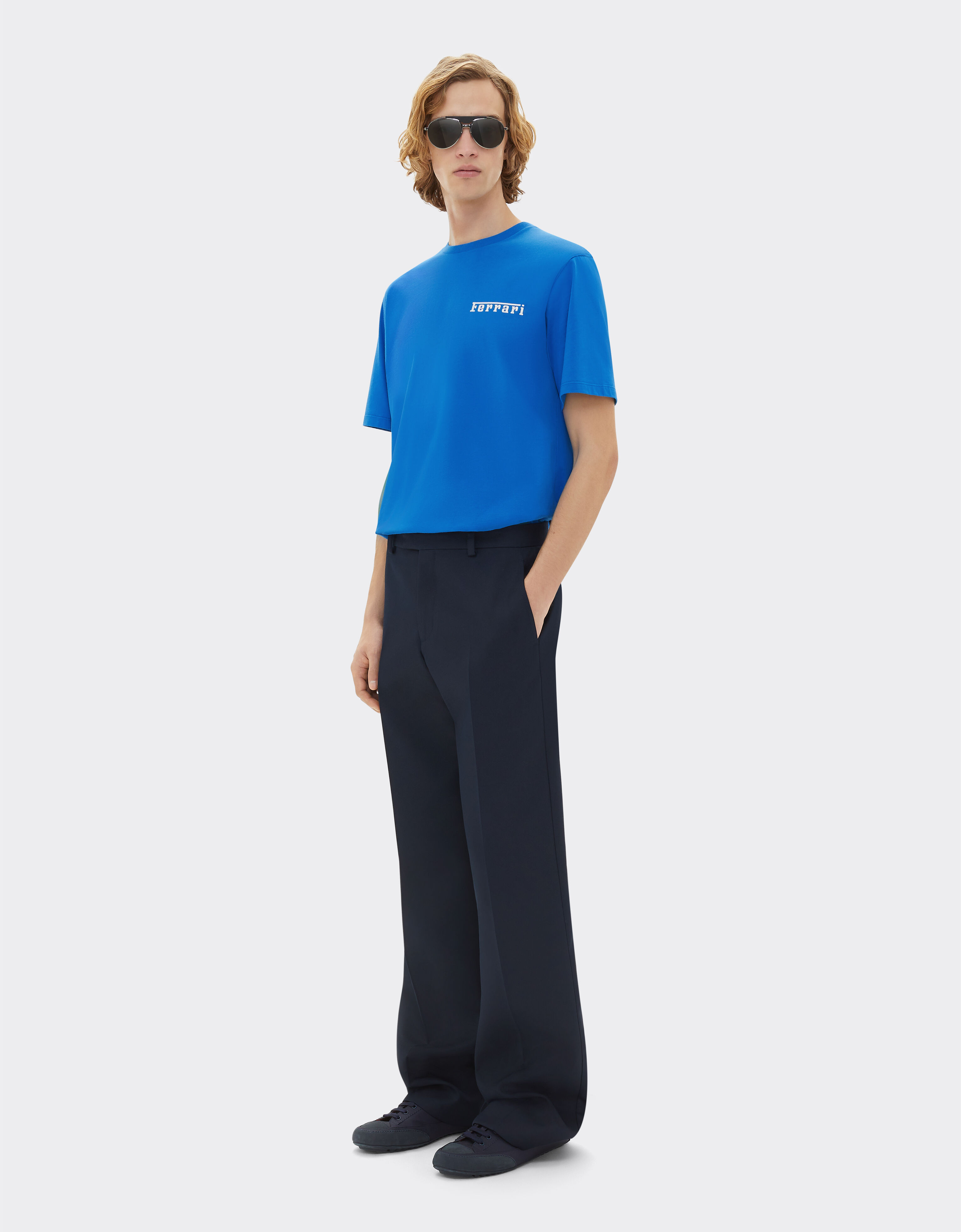 Ferrari Camiseta de algodón con logotipo Ferrari Azul Klein 21163f
