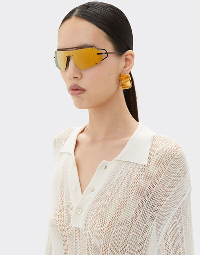 Ferrari Ferrari sunglasses in brown titanium with gold-tone mirror brown shield Brown LA02Xf