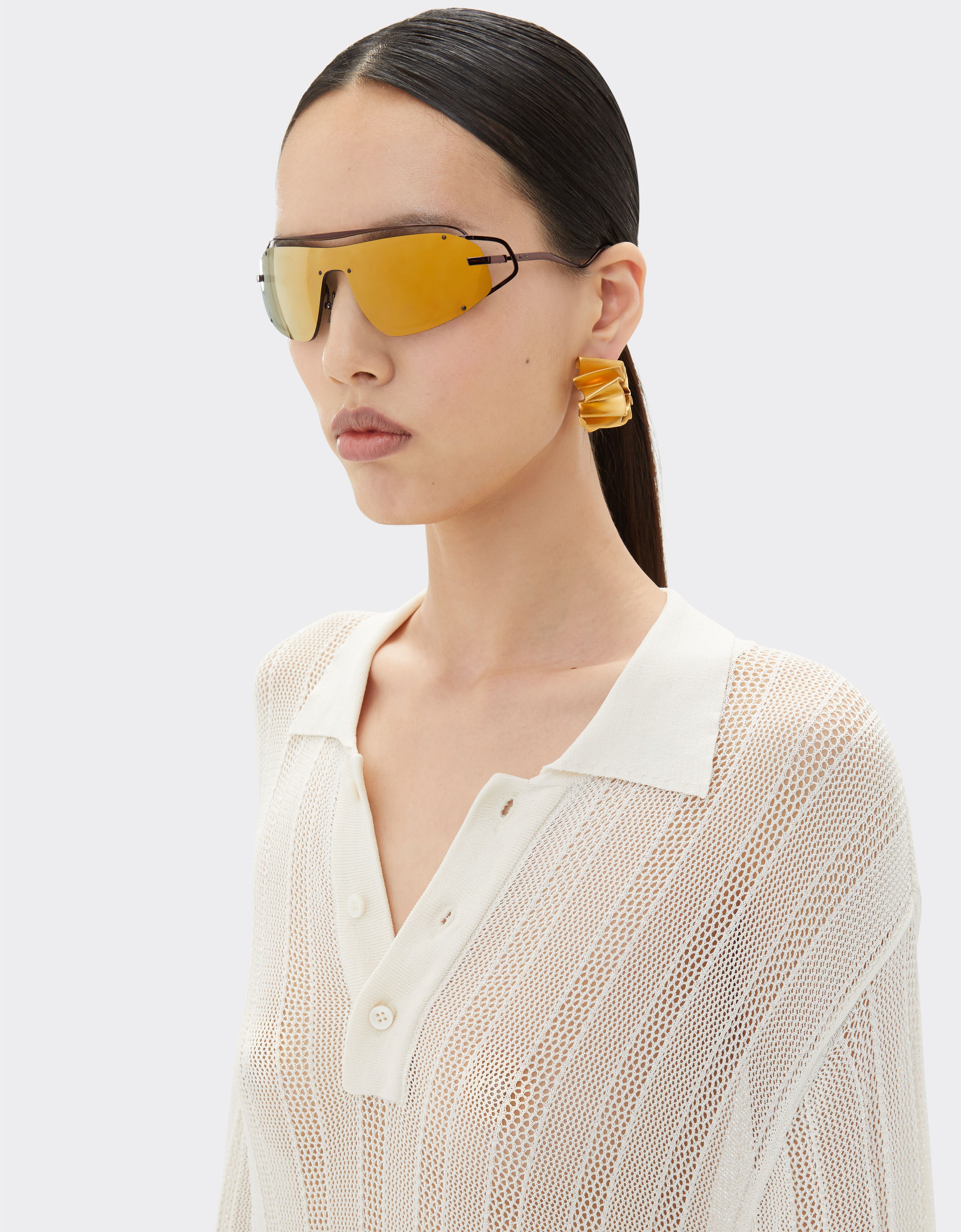 Ferrari Ferrari sunglasses in brown titanium with gold-tone mirror brown shield Brown LA02Xf