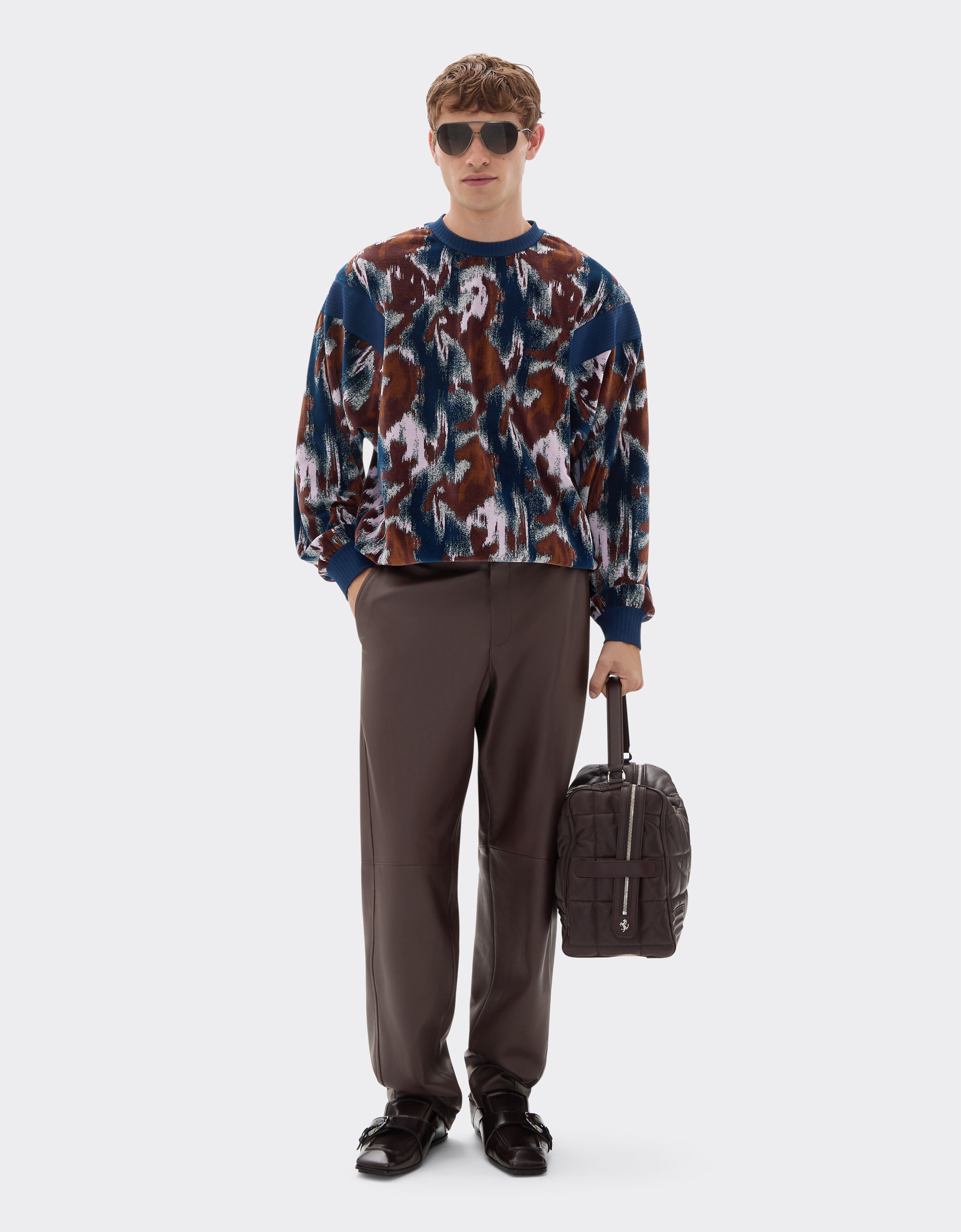 Ferrari Sweatshirt aus Chenille mit Pony-Ikat-Motiv Pfauenblau 49271f