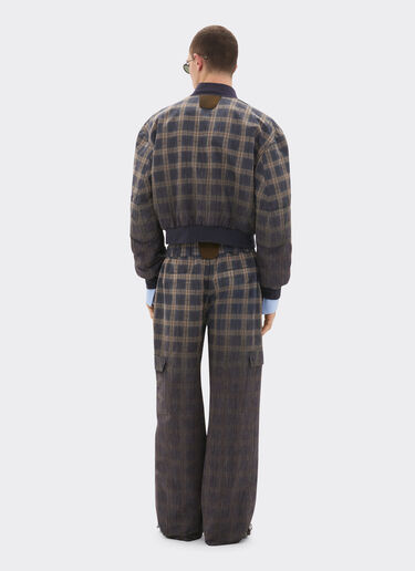 Ferrari Trousers in chiné check printed nylon Mahogany 22633f