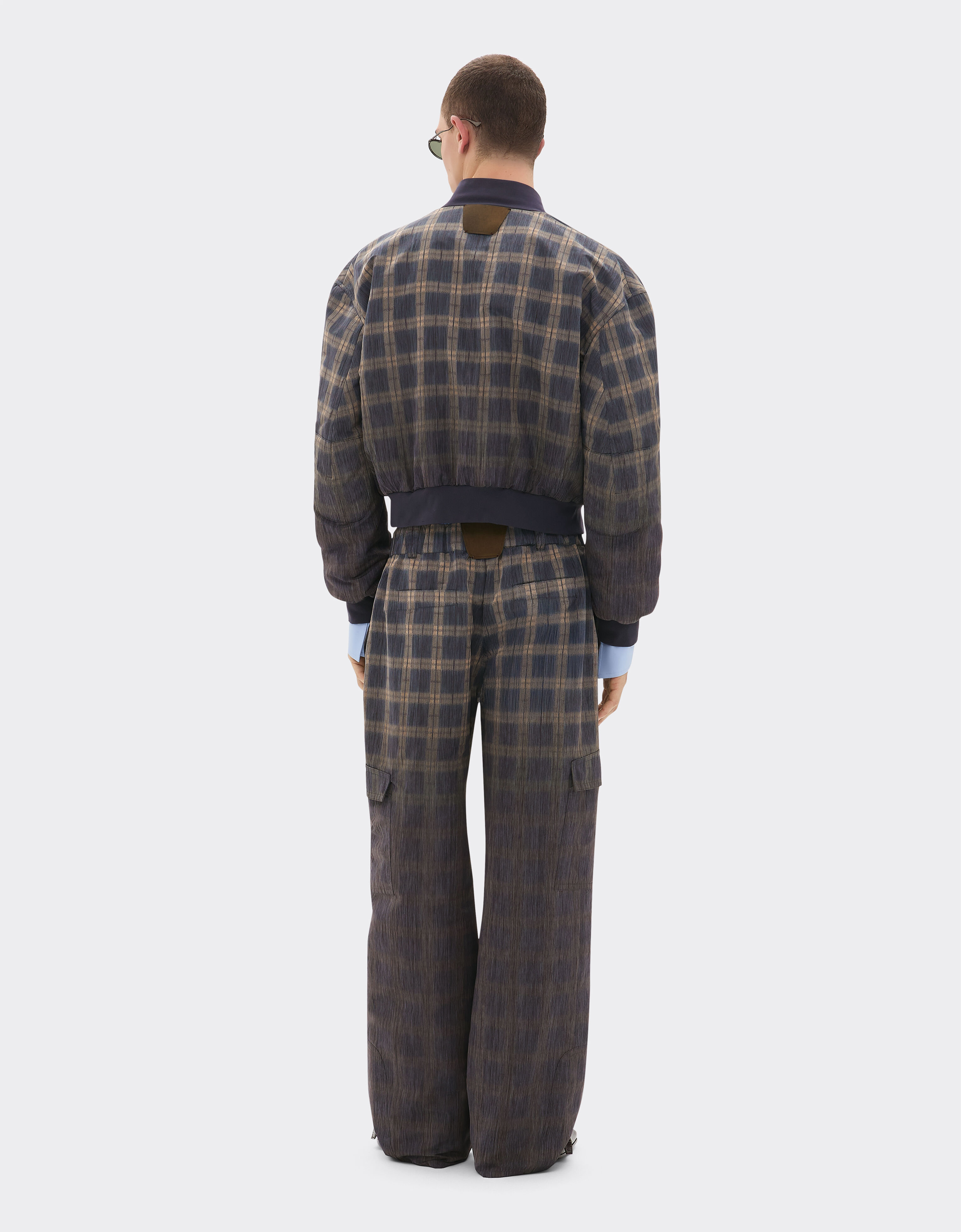 Ferrari Trousers in chiné check printed nylon Mahogany 22633f
