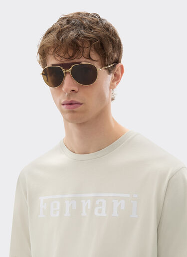Cotton T-shirt with Ferrari logo Ferrari Cotton T-shirt with Ferrari logo Chalk 21179f