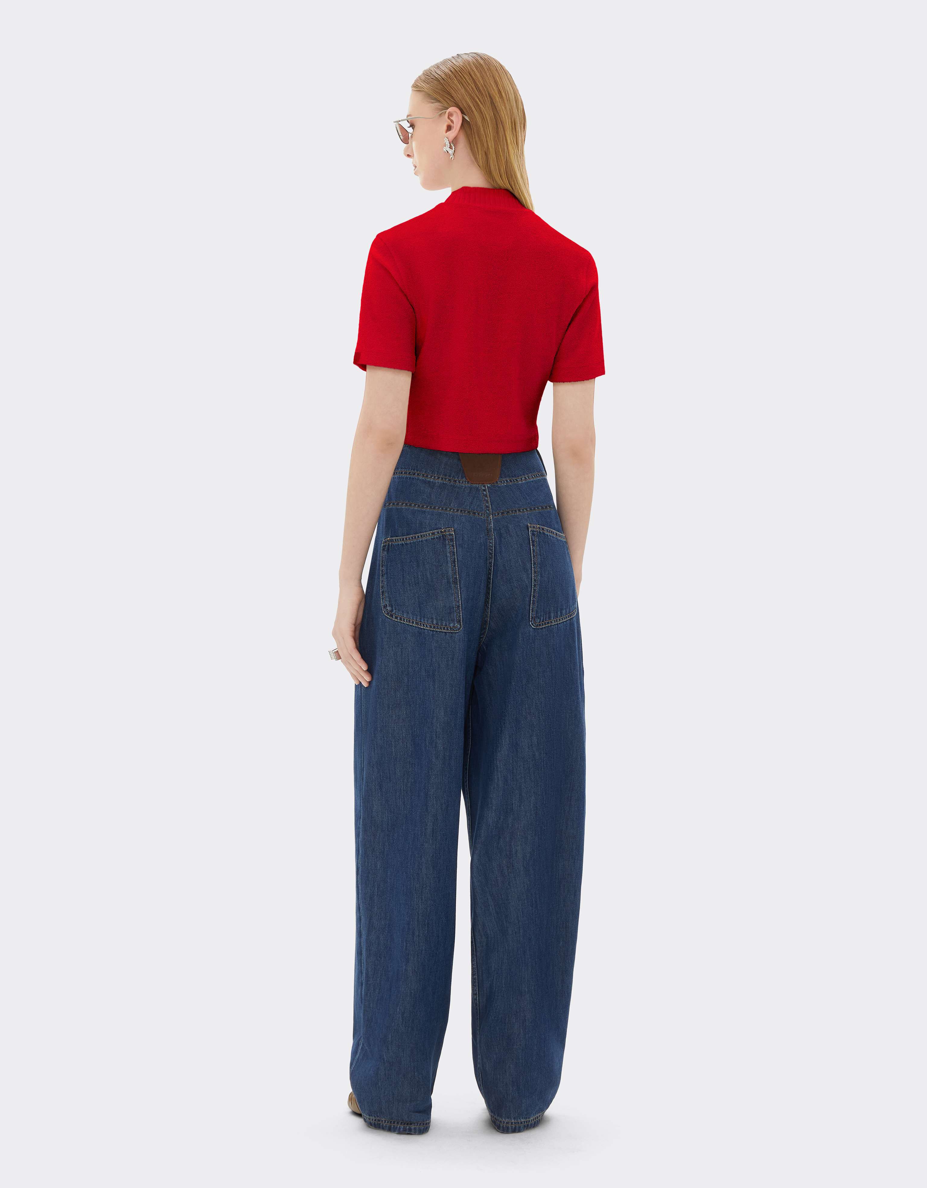 Top de bouclé en mezcla de algodón Ferrari Top de bouclé en mezcla de algodón Rosso Magma CJWTH0020JCO0054f