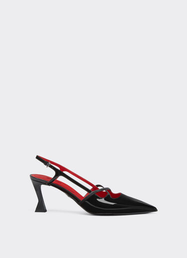 Ferrari Slingback shoes in black patent leather with midi heel Black 21286f