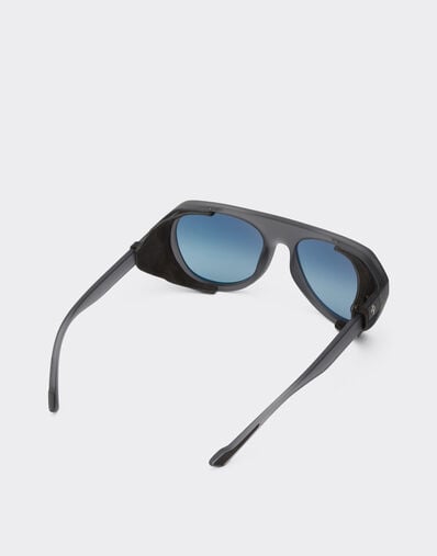 Ferrari Ferrari matt grey sunglasses with leather details and polarised lenses Ingrid F1255f