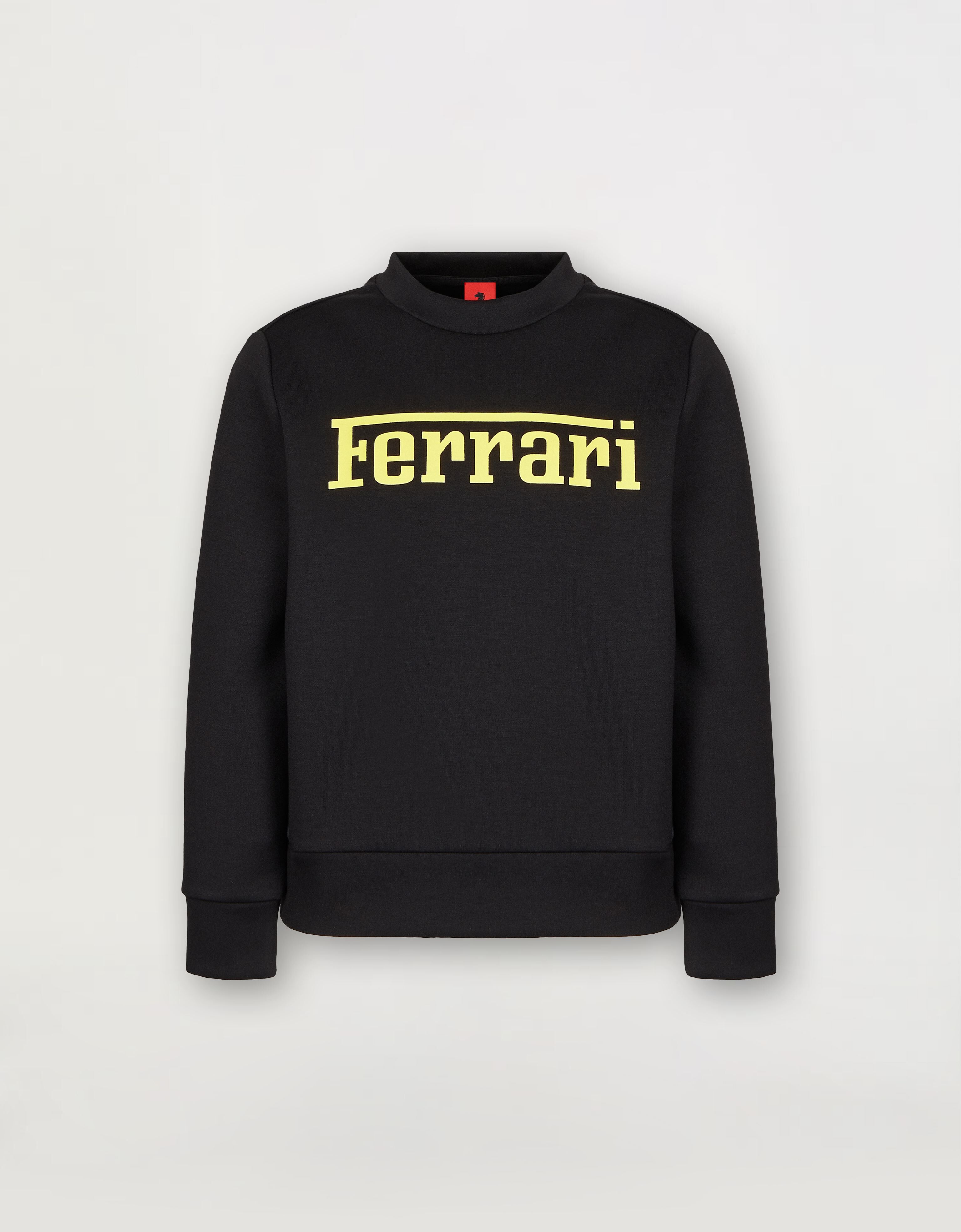 Ferrari Children’s sweatshirt in recycled scuba fabric with large Ferrari logo 黑色 46994fK