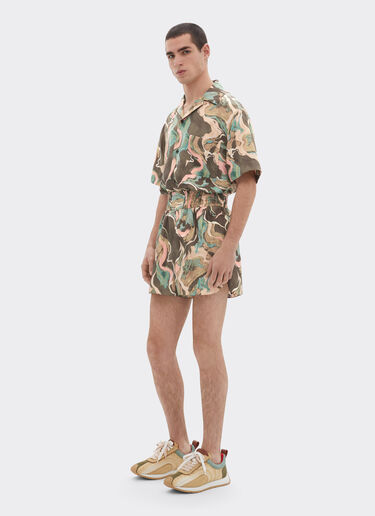 Ferrari Silk shirt with Marble Horse print Verde Cachi 50803f