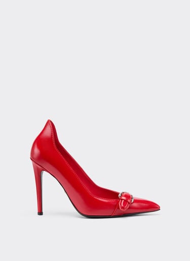Court shoes in ultra-wet-effect glossy leather Ferrari Court shoes in ultra-wet-effect glossy leather Rosso Dino 49387f