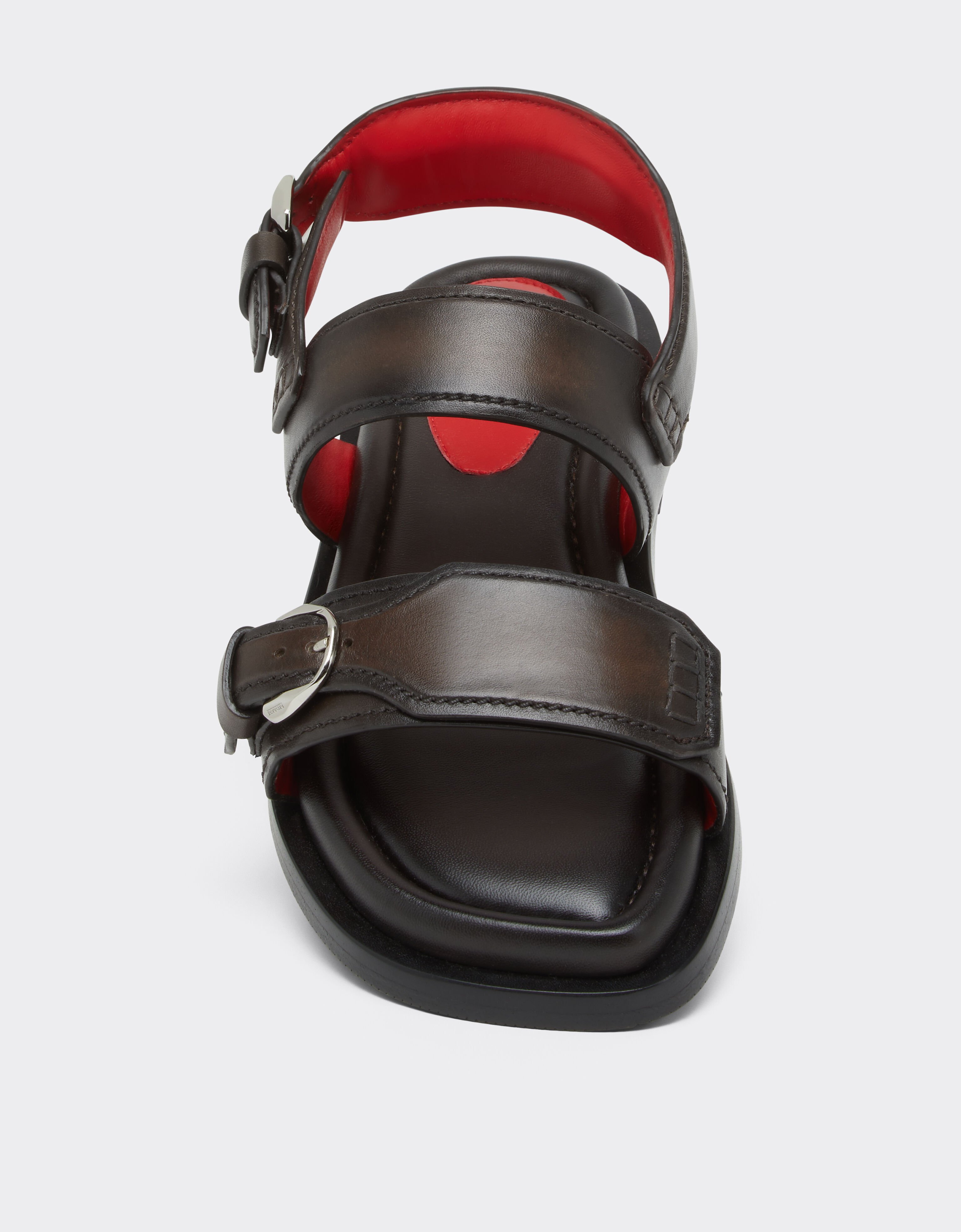 Ferrari Sandale plate en cuir Dark brown 49989f
