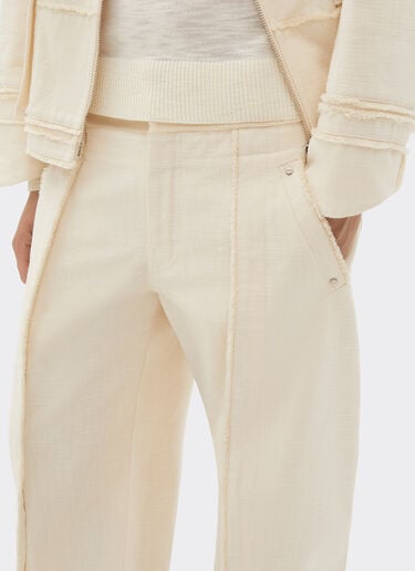 Ferrari Pantalon en coton malfilè Avorio 51028f