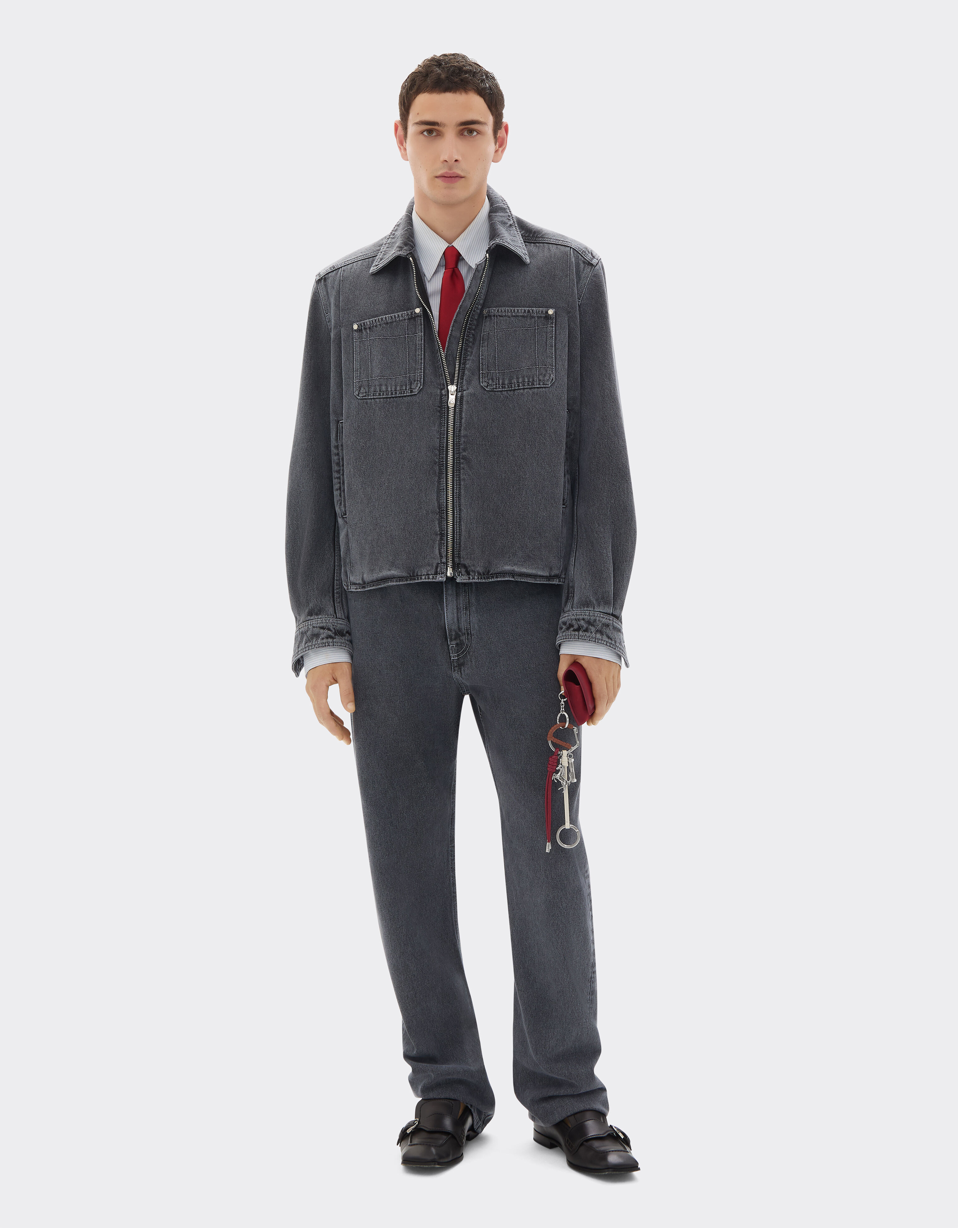 Ferrari Dark marbled denim jacket Granite Gray 49942f