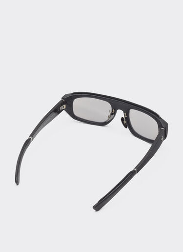 Ferrari Lunettes de soleil Ferrari en acétate et cuir noir avec verres miroir argentés Noir F1543f