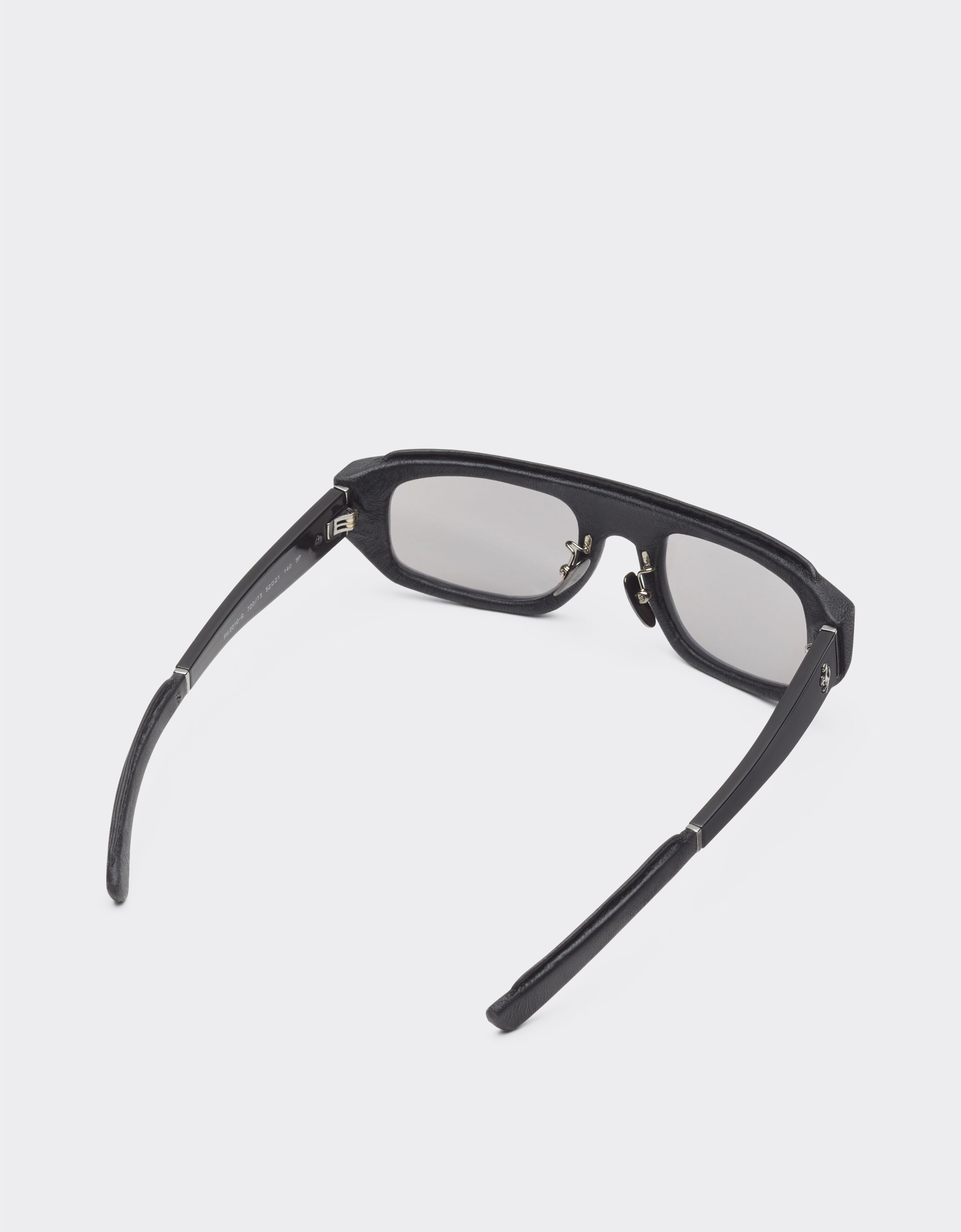 Ferrari Lunettes de soleil Ferrari en acétate et cuir noir avec verres miroir argentés Noir F1543f