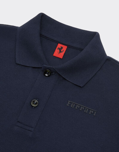 Ferrari Polo de algodón orgánico con logotipo Ferrari Navy 22760fK