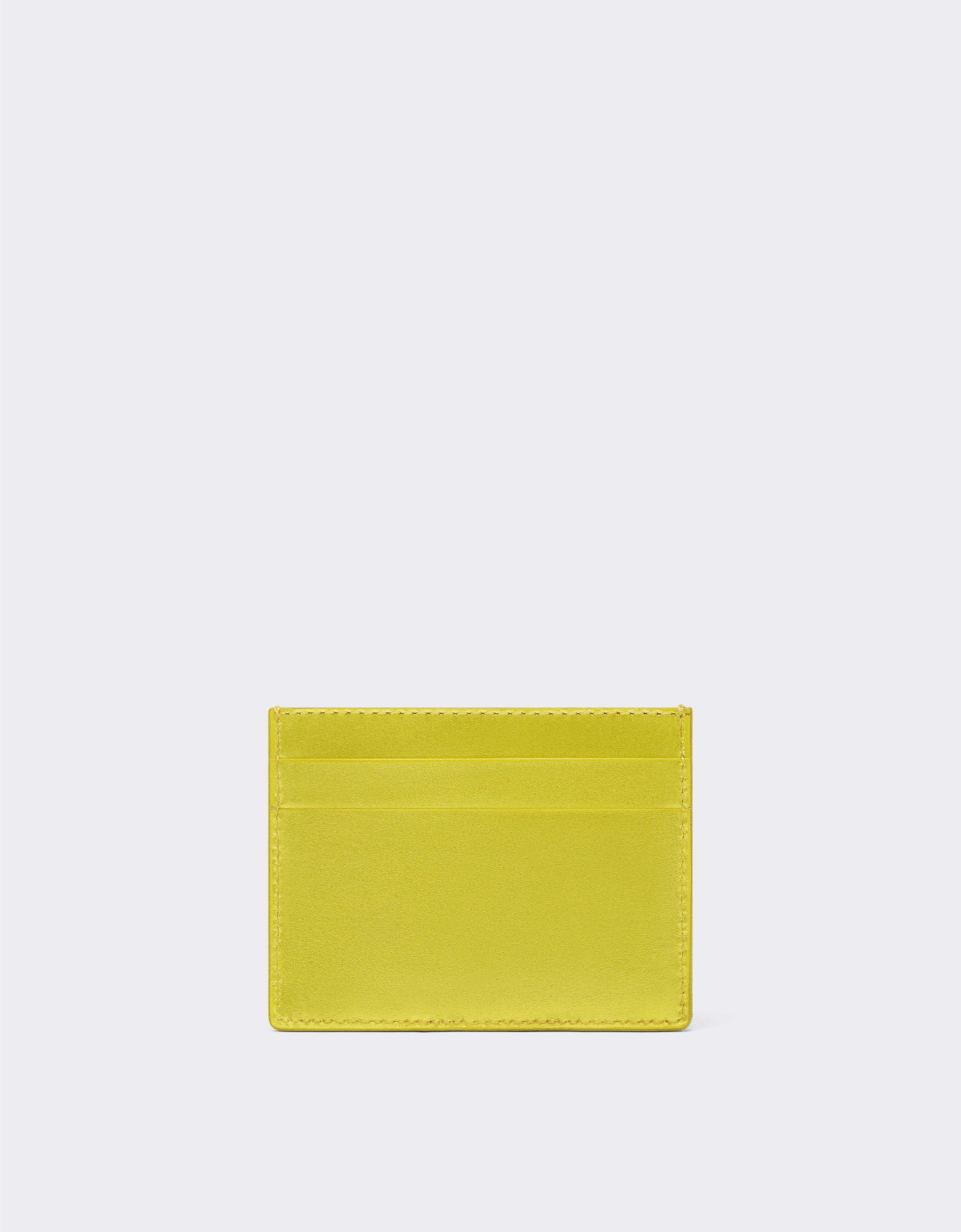 Ferrari Card holder in laminated leather Light yellow 20246f