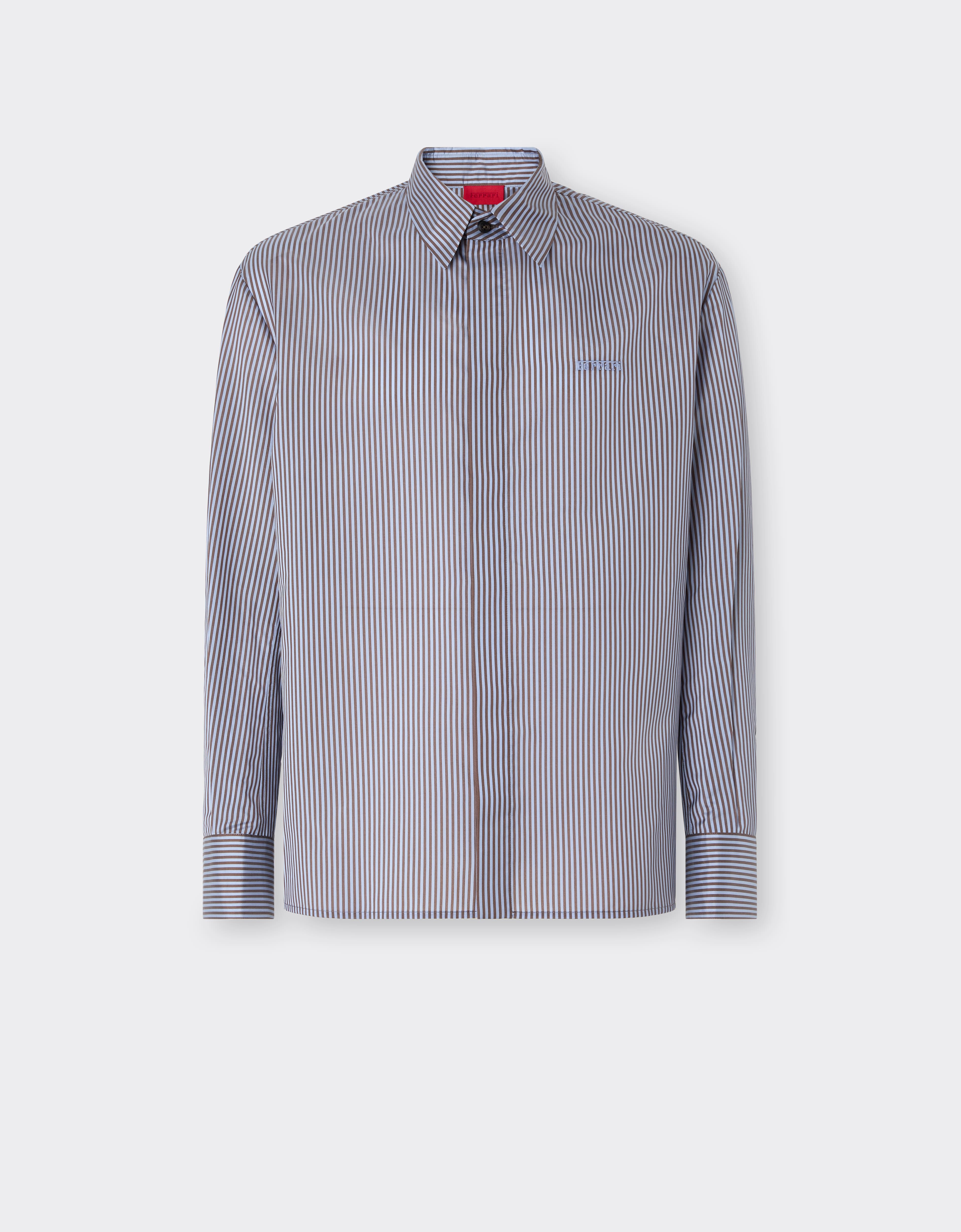 Chemise en barré mélangé soie avec broderie Ferrari Chemise en barré mélangé soie avec broderie Powder Blue CWMSH0021WPL0012f