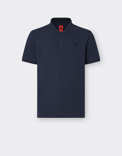 Ferrari Organic cotton piqué polo shirt with Prancing Horse Klein Blue 21819f