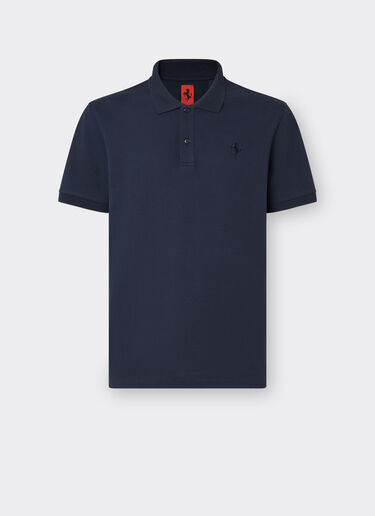 Ferrari Organic cotton piqué polo shirt with Prancing Horse Navy 47822f