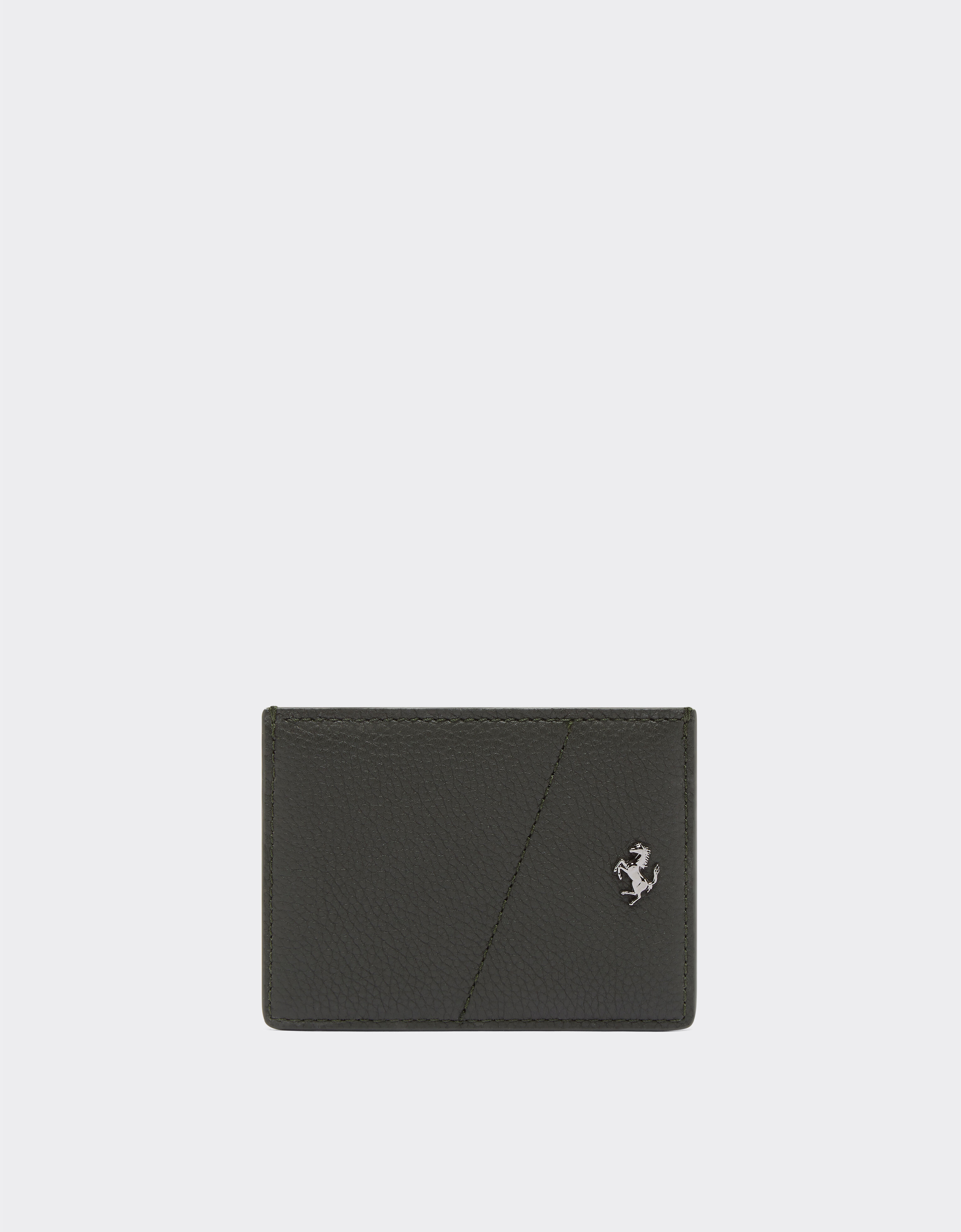 Ferrari Leather card holder with metal prancing horse Army 21431f