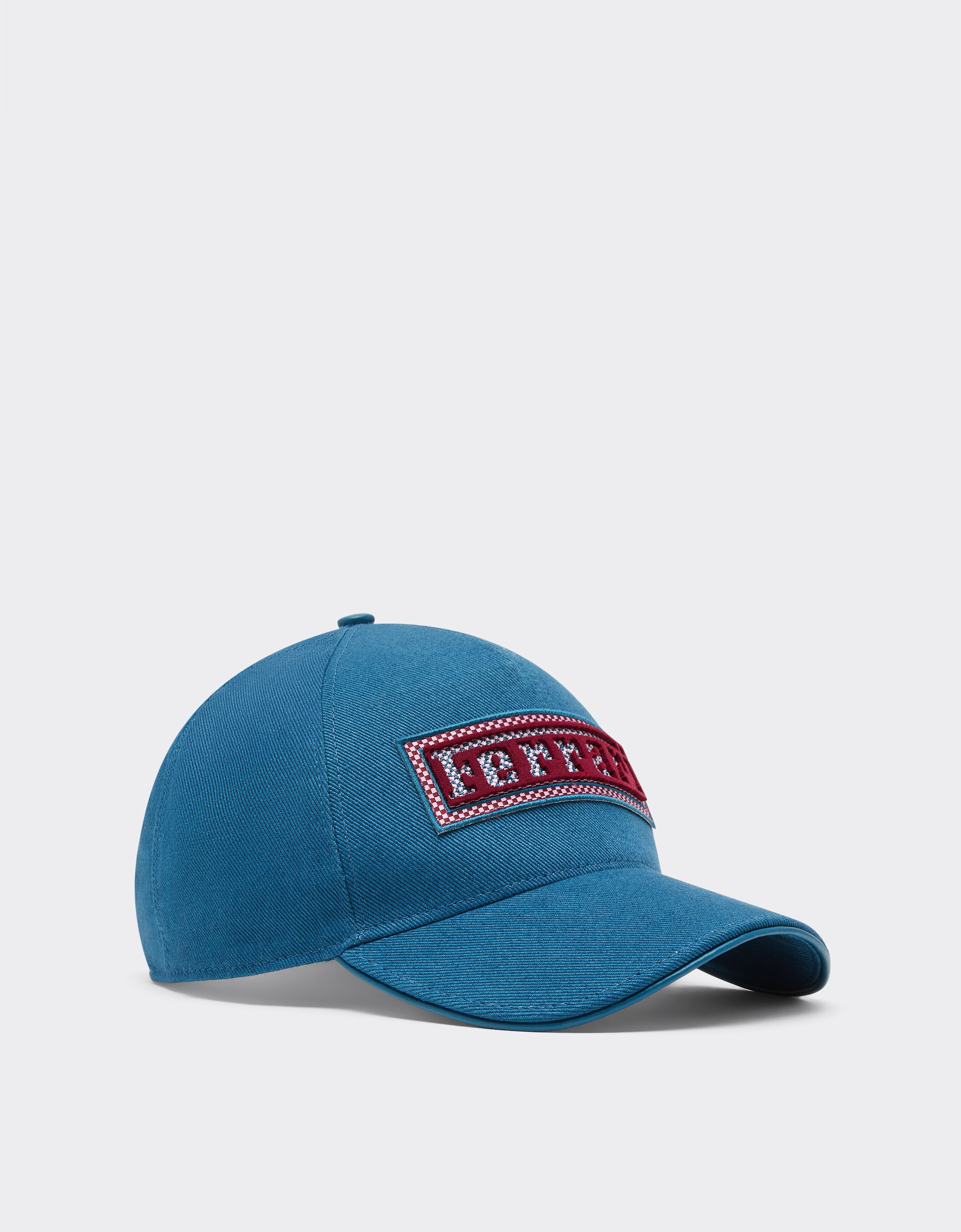 Ferrari Cotton and leather baseball cap with Ferrari patch Peacock 22698f