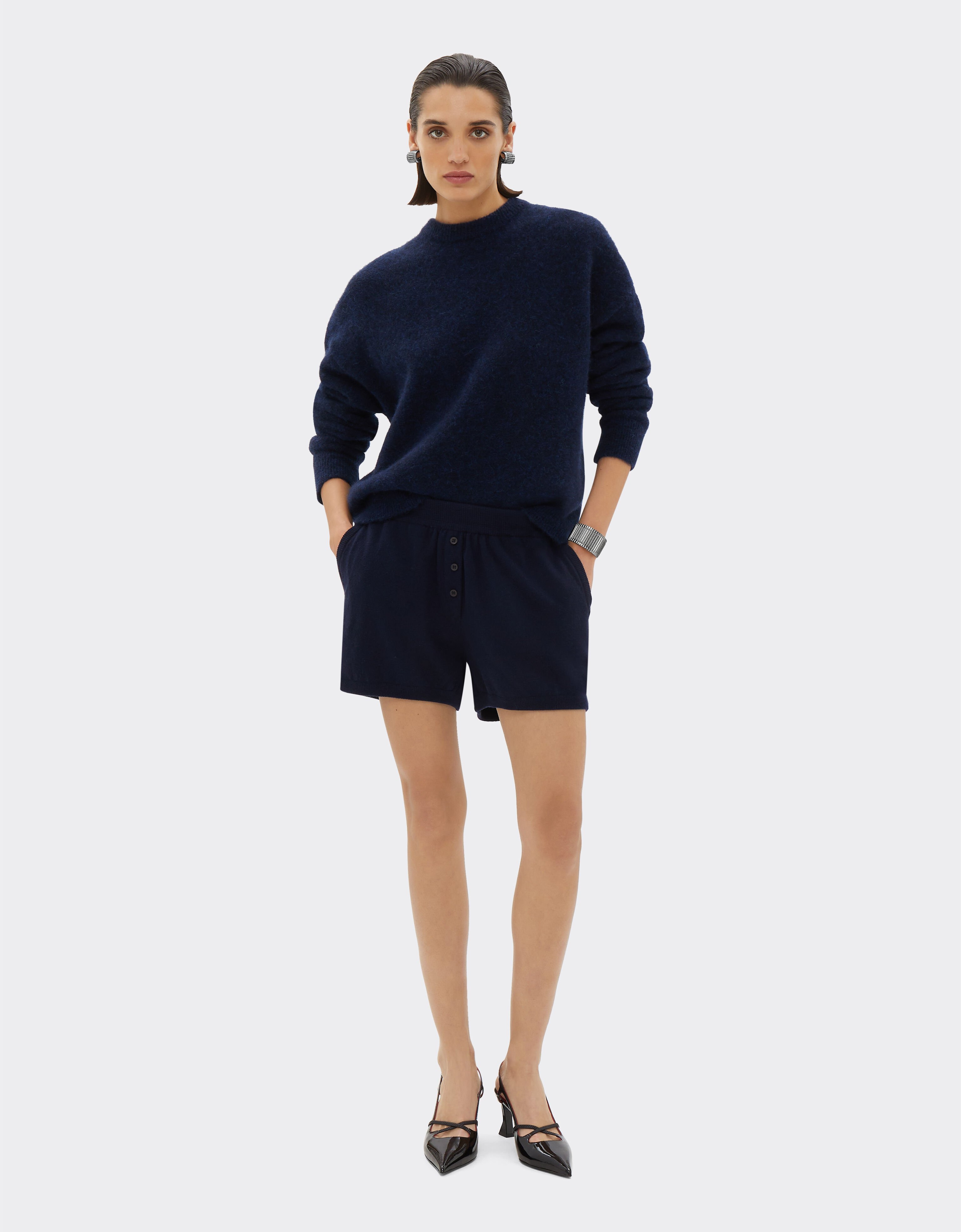 Ferrari Pantalone short in lana merino Navy 21075f