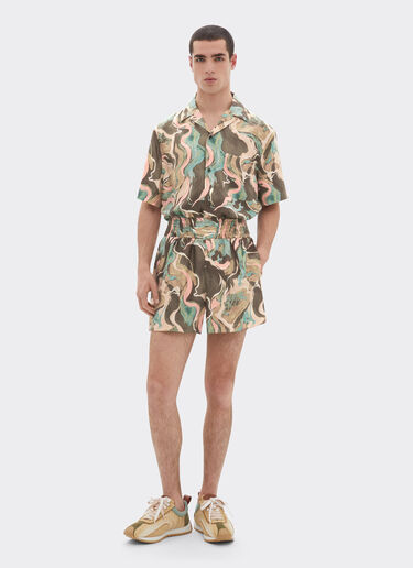 Ferrari Silk shirt with Marble Horse print Verde Cachi 50803f