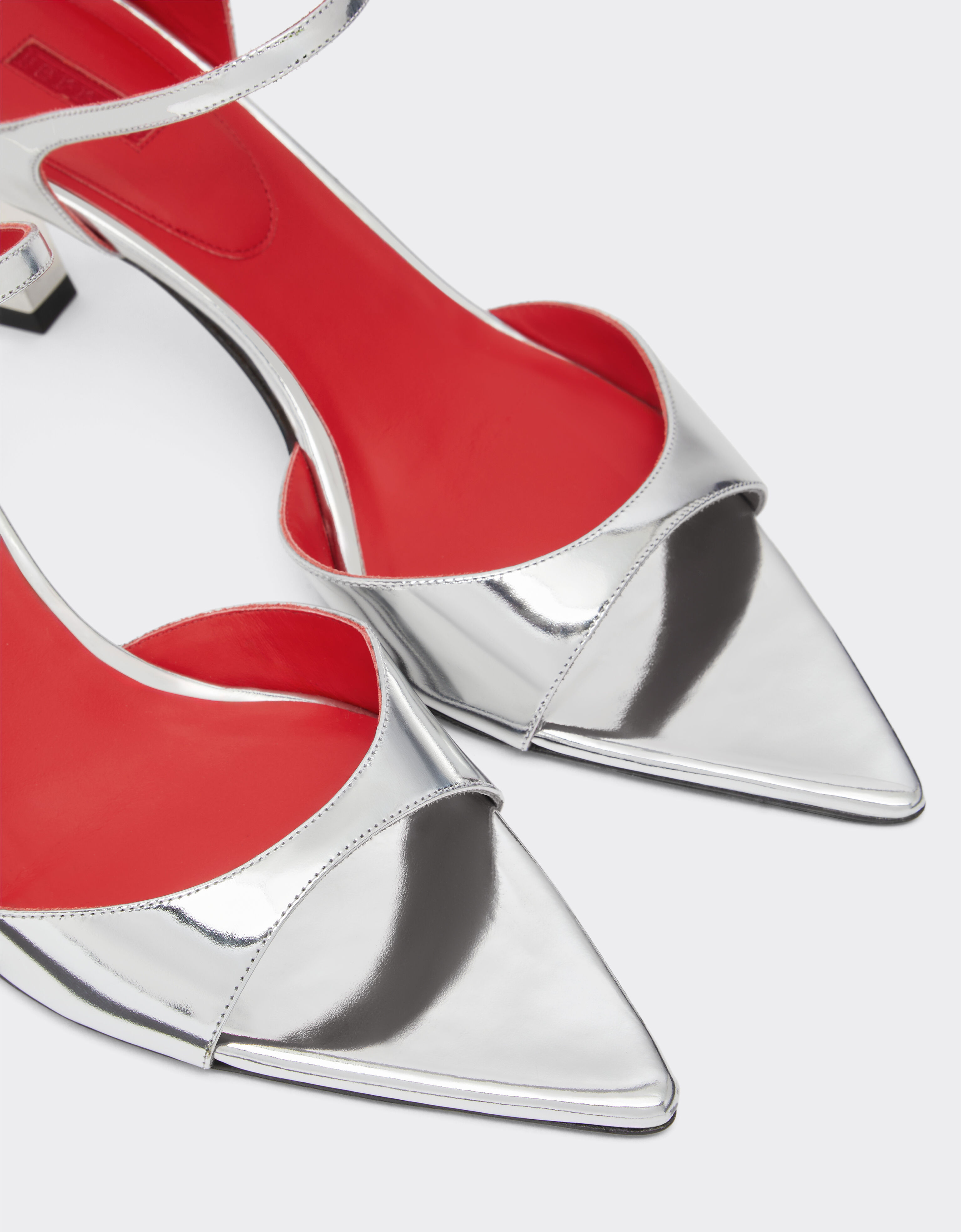 Ferrari Sandalia slingback de piel espejada Negro mate 22009f