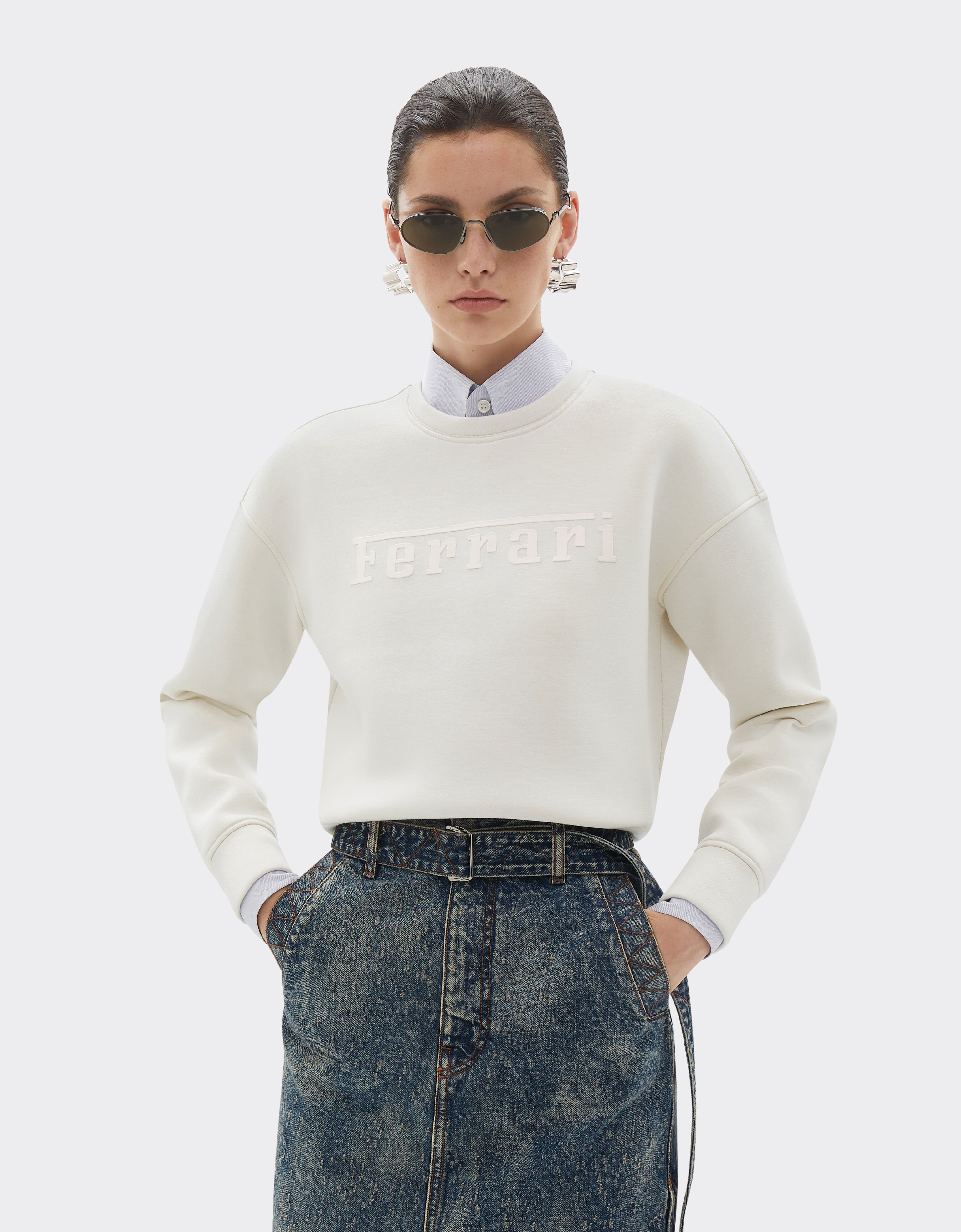 Ferrari Scuba sweatshirt with Ferrari logo Ivory 20520f
