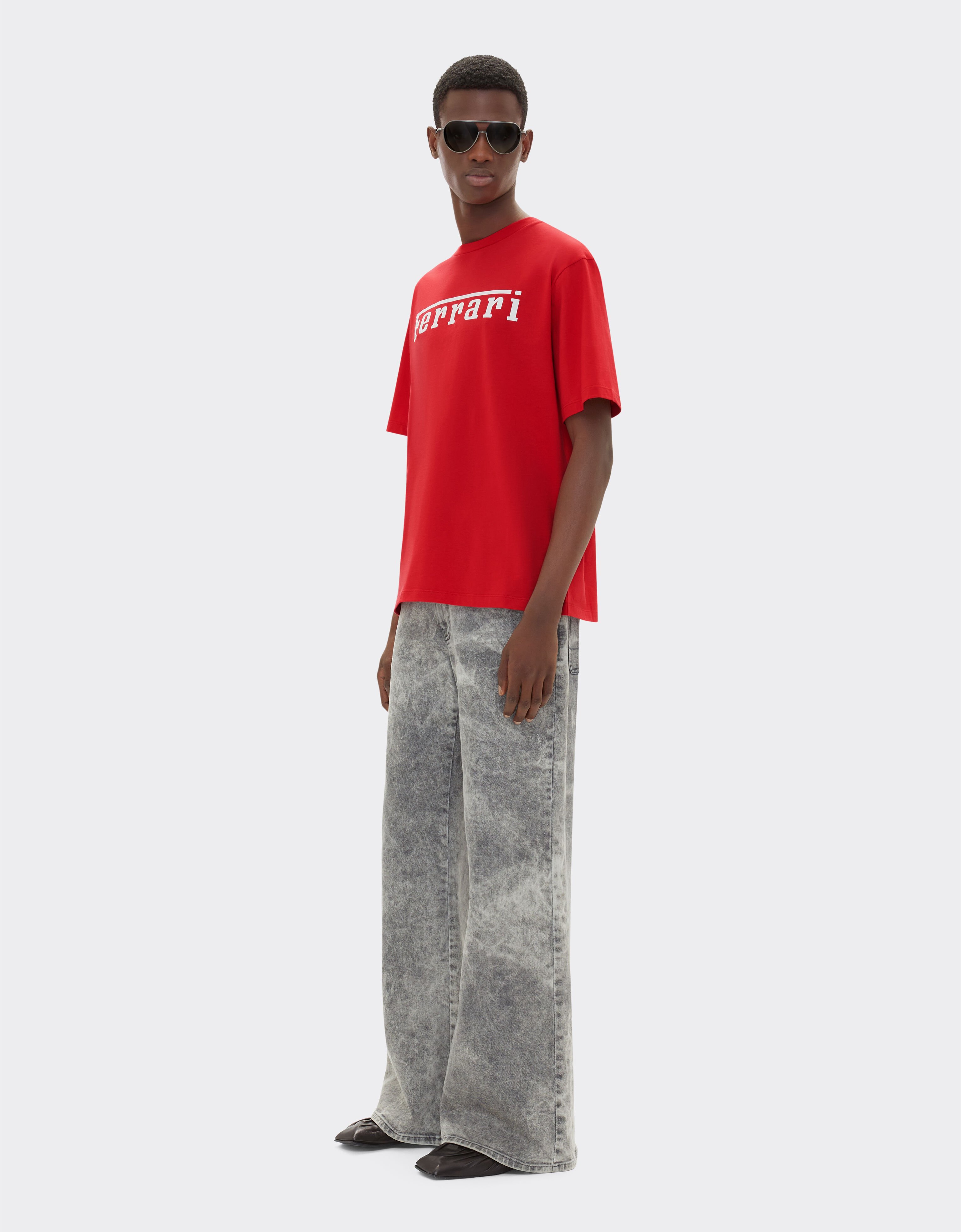 Ferrari T-shirt in cotone con logo Ferrari Rosso Corsa 21179f