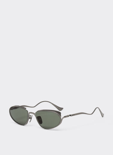 Ferrari Ferrari sunglasses in gunmetal grey titanium with green lenses Ingrid LA02Tf