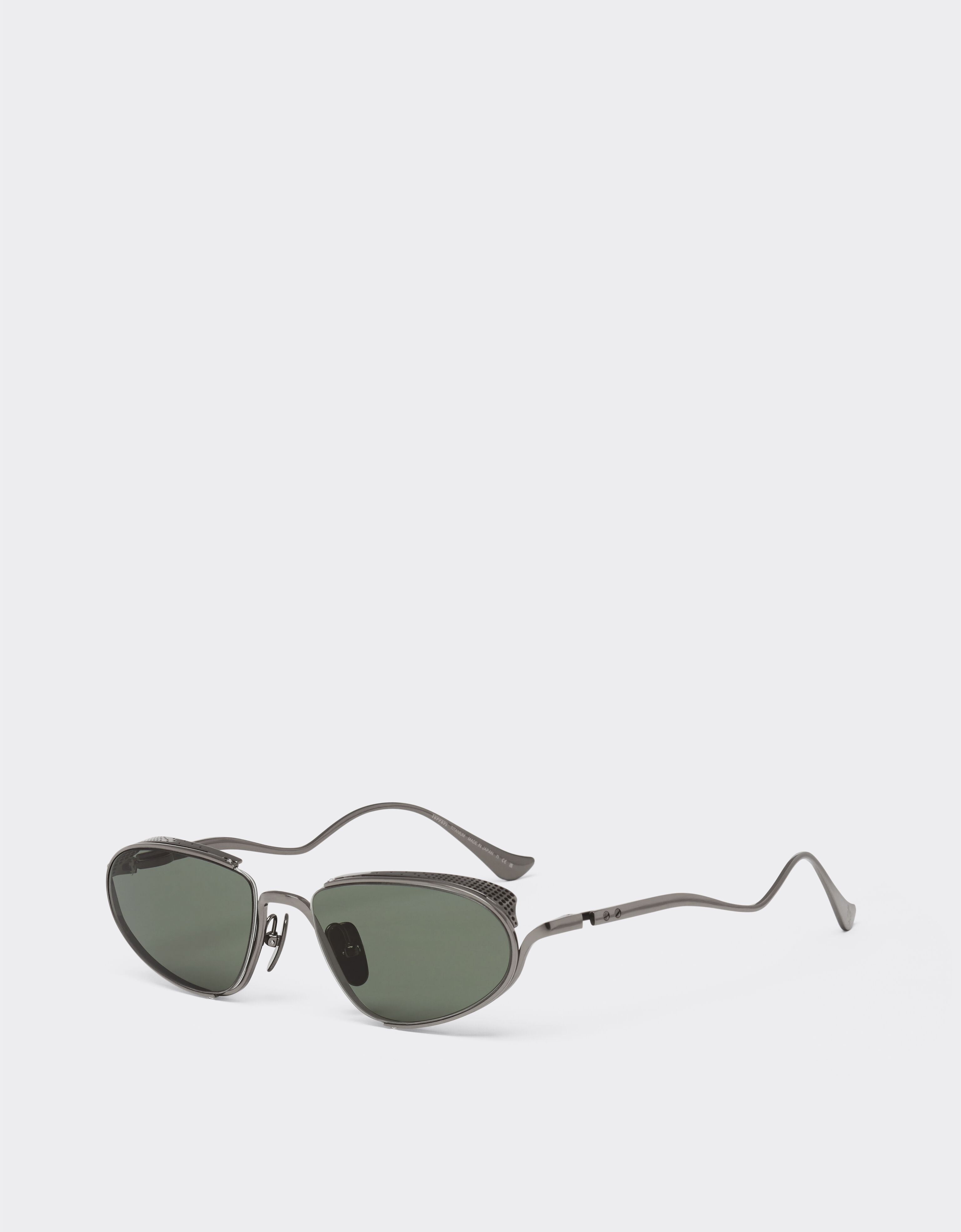 Ferrari Ferrari sunglasses in gunmetal grey titanium with green lenses Ingrid LA02Tf
