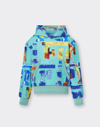 Ferrari Sweatshirt with hood and Graffiti Multicolor print Navy 22763fK